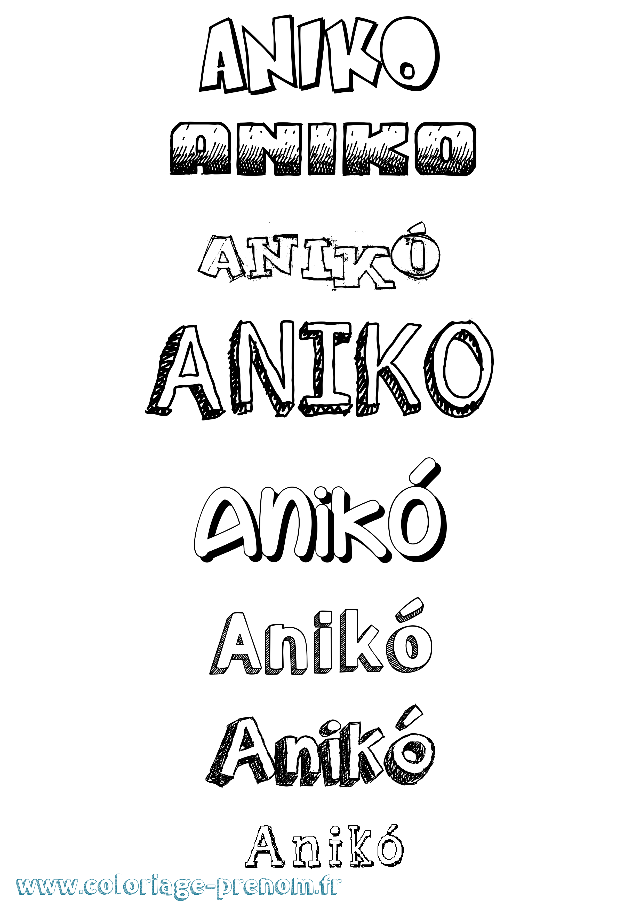 Coloriage Anikó Dessiné Coloriage prénom Anikó Dessiné