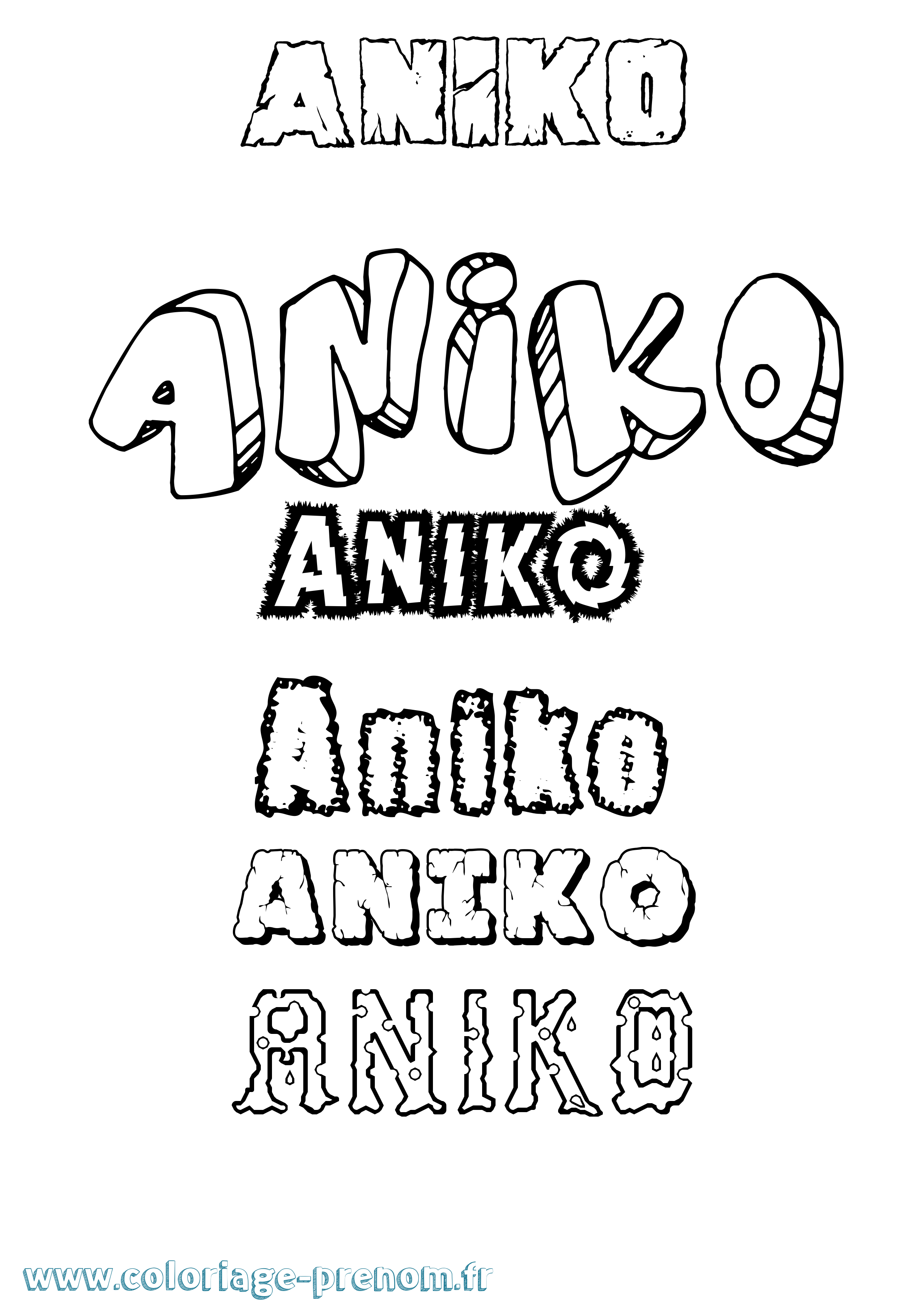 Coloriage Anikó Destructuré Coloriage prénom Anikó Destructuré