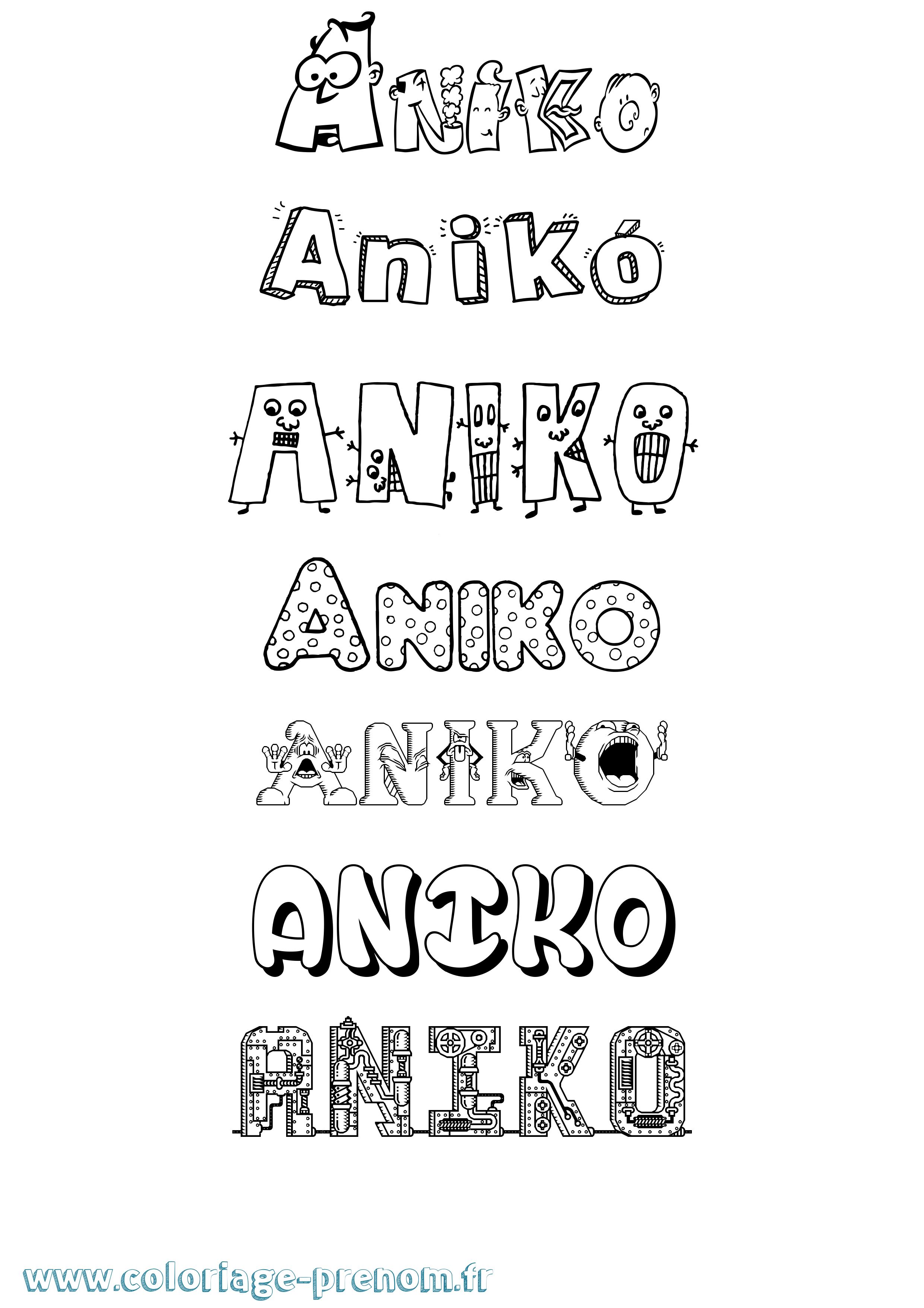 Coloriage Anikó Fun Coloriage prénom Anikó Fun