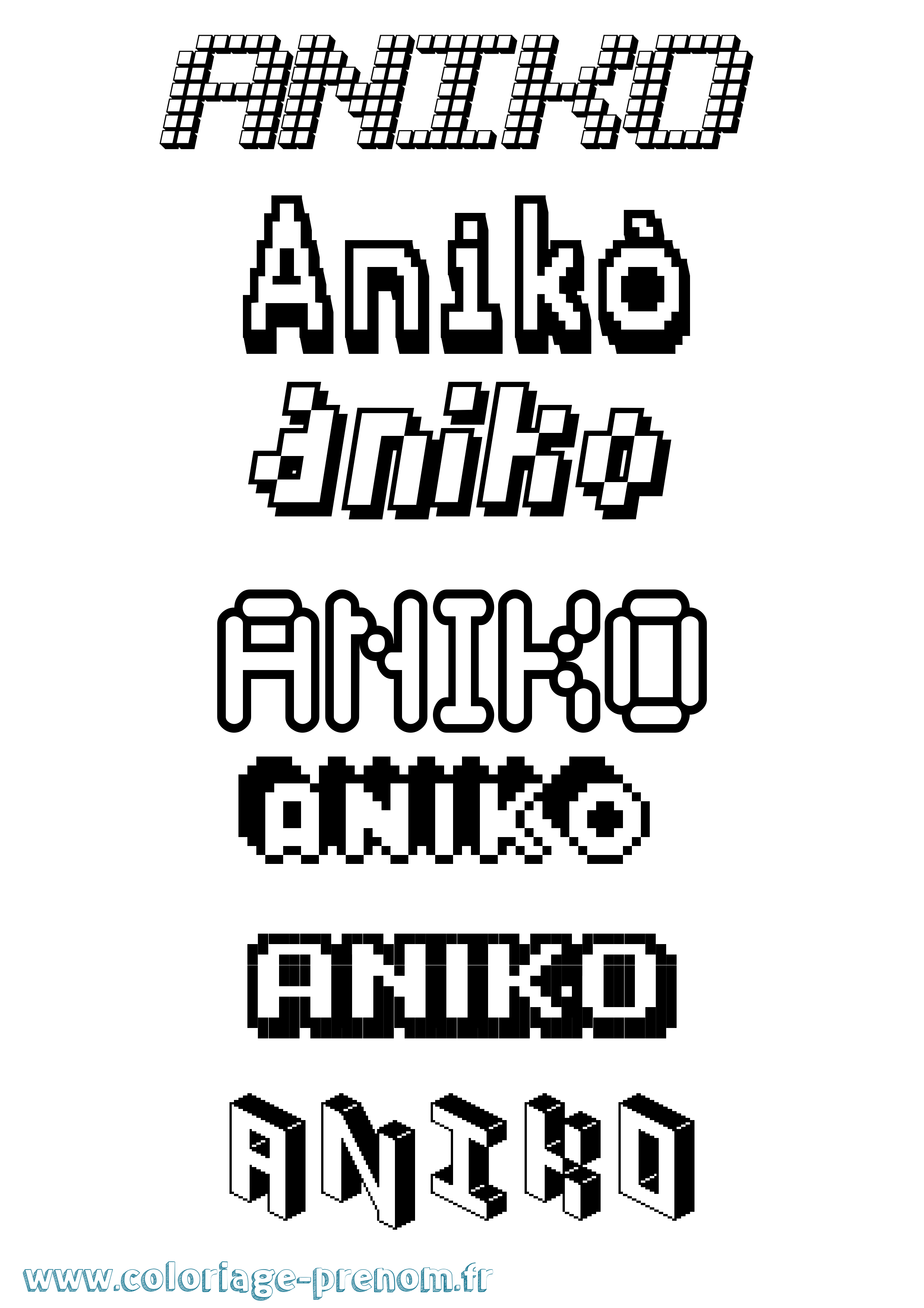 Coloriage Anikó Pixel Coloriage prénom Anikó Pixel