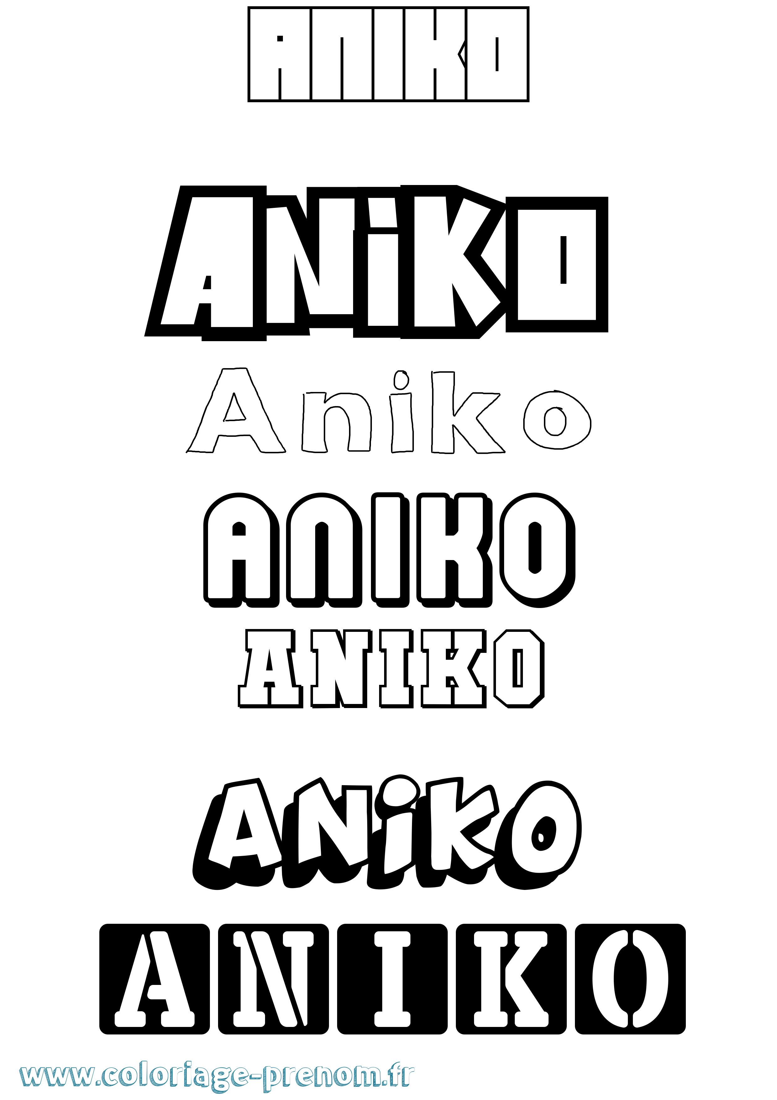 Coloriage Anikó Simple Coloriage prénom Anikó Simple
