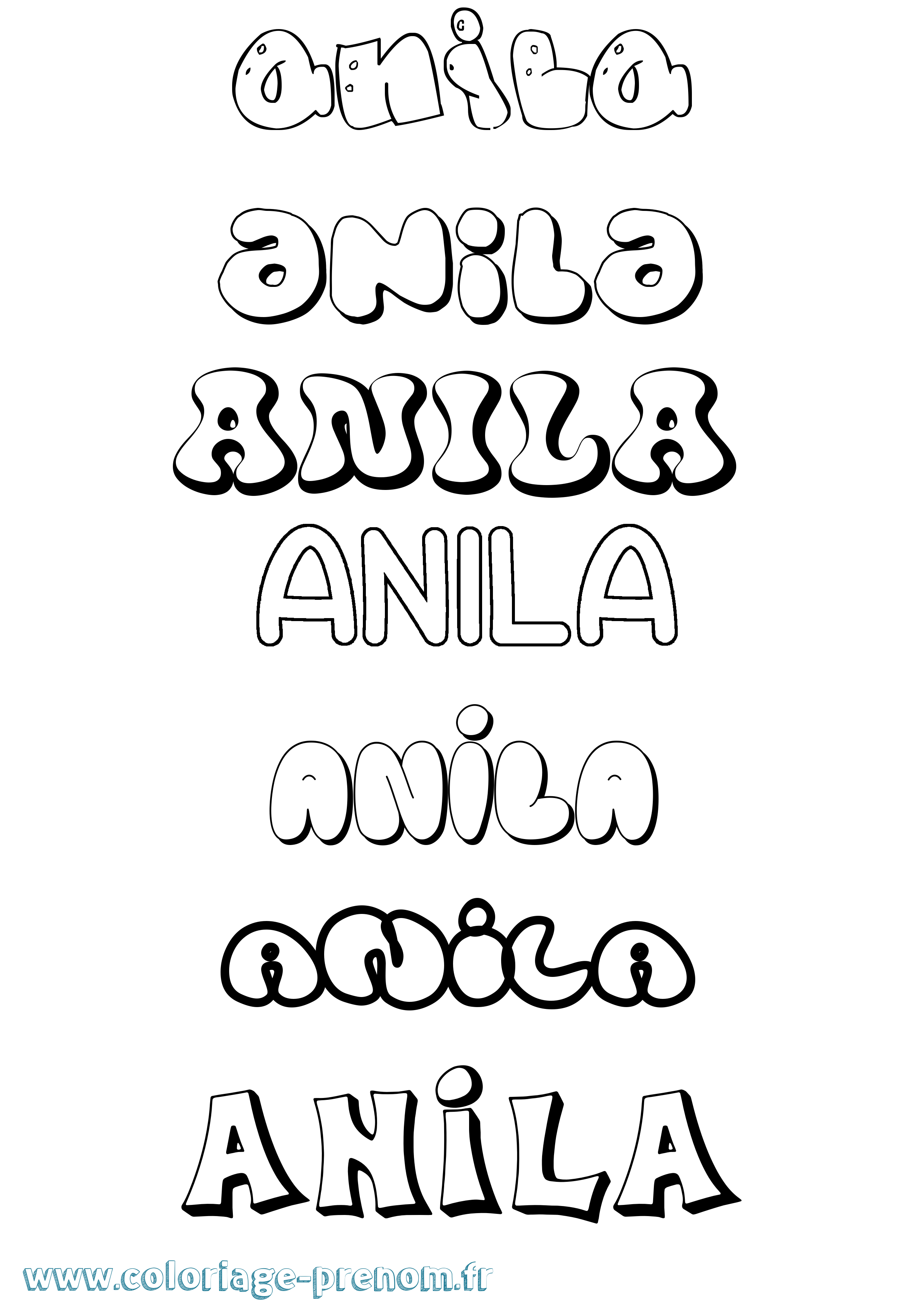 Coloriage Anila Bubble Coloriage prénom Anila Bubble