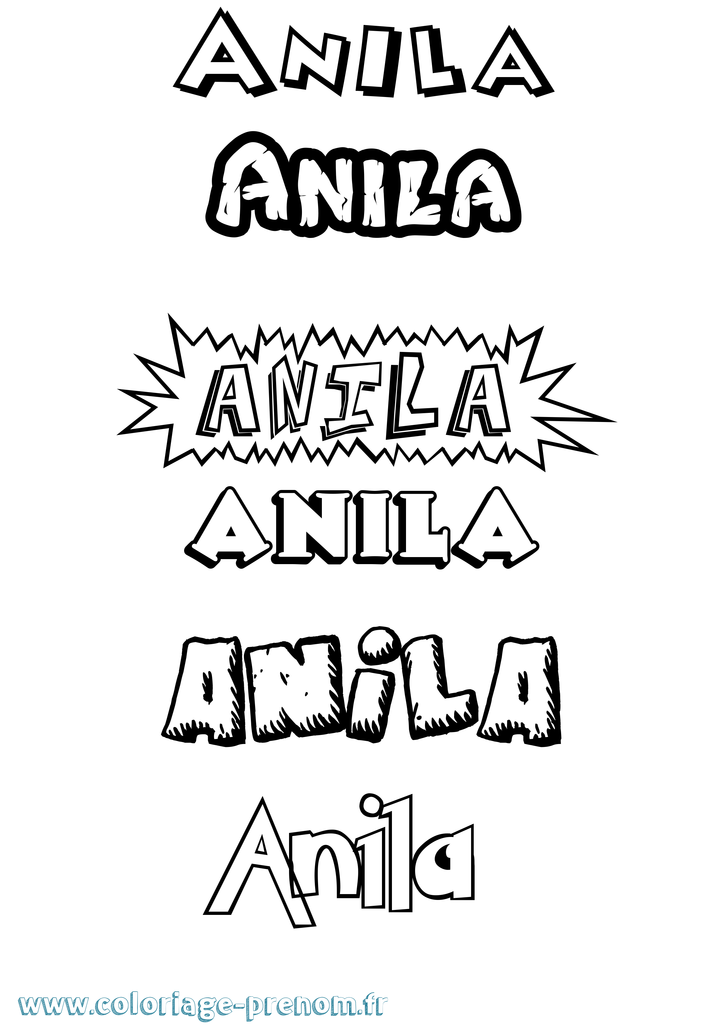Coloriage Anila Dessin Animé Coloriage prénom Anila Dessin Animé