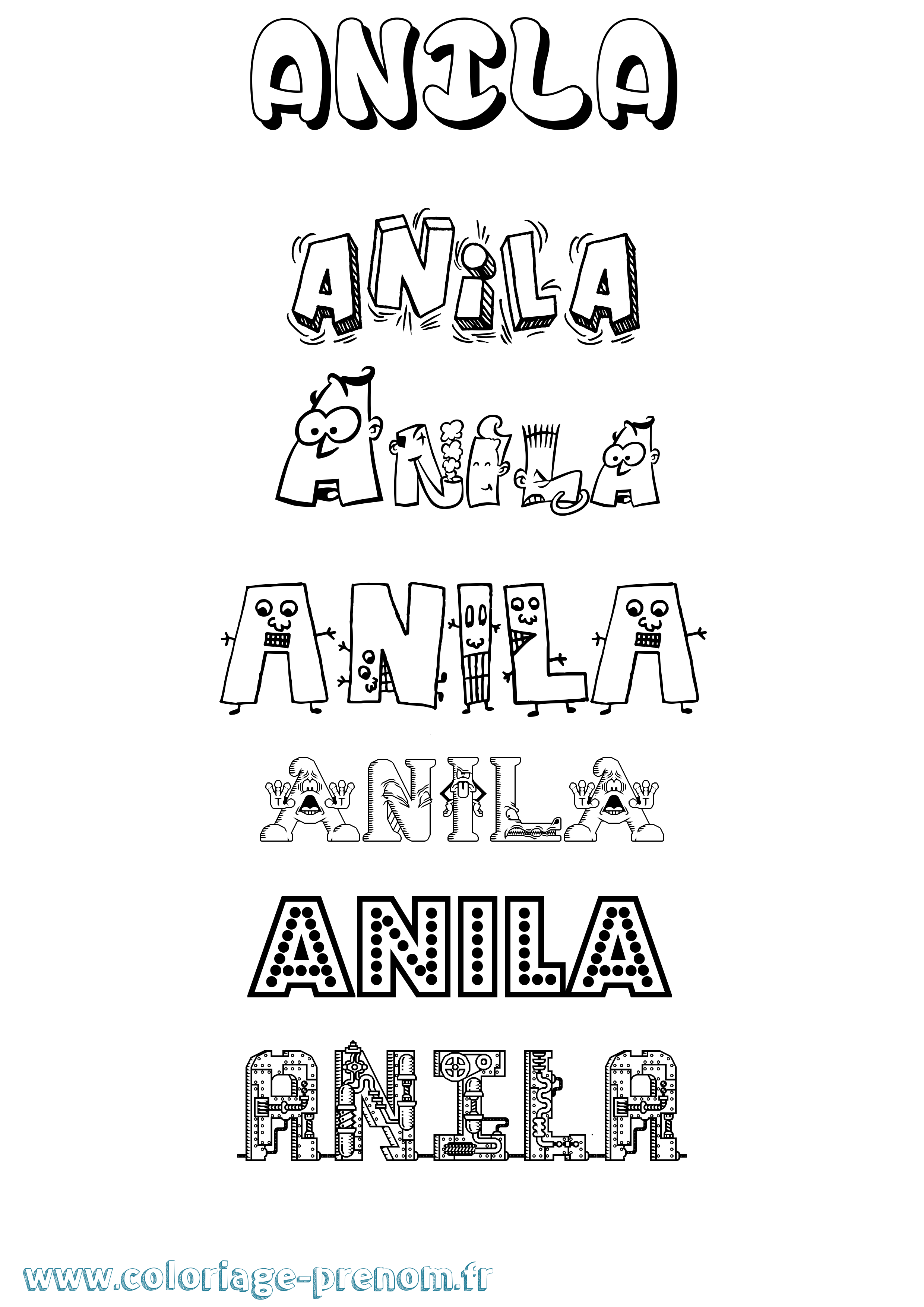 Coloriage Anila Fun Coloriage prénom Anila Fun