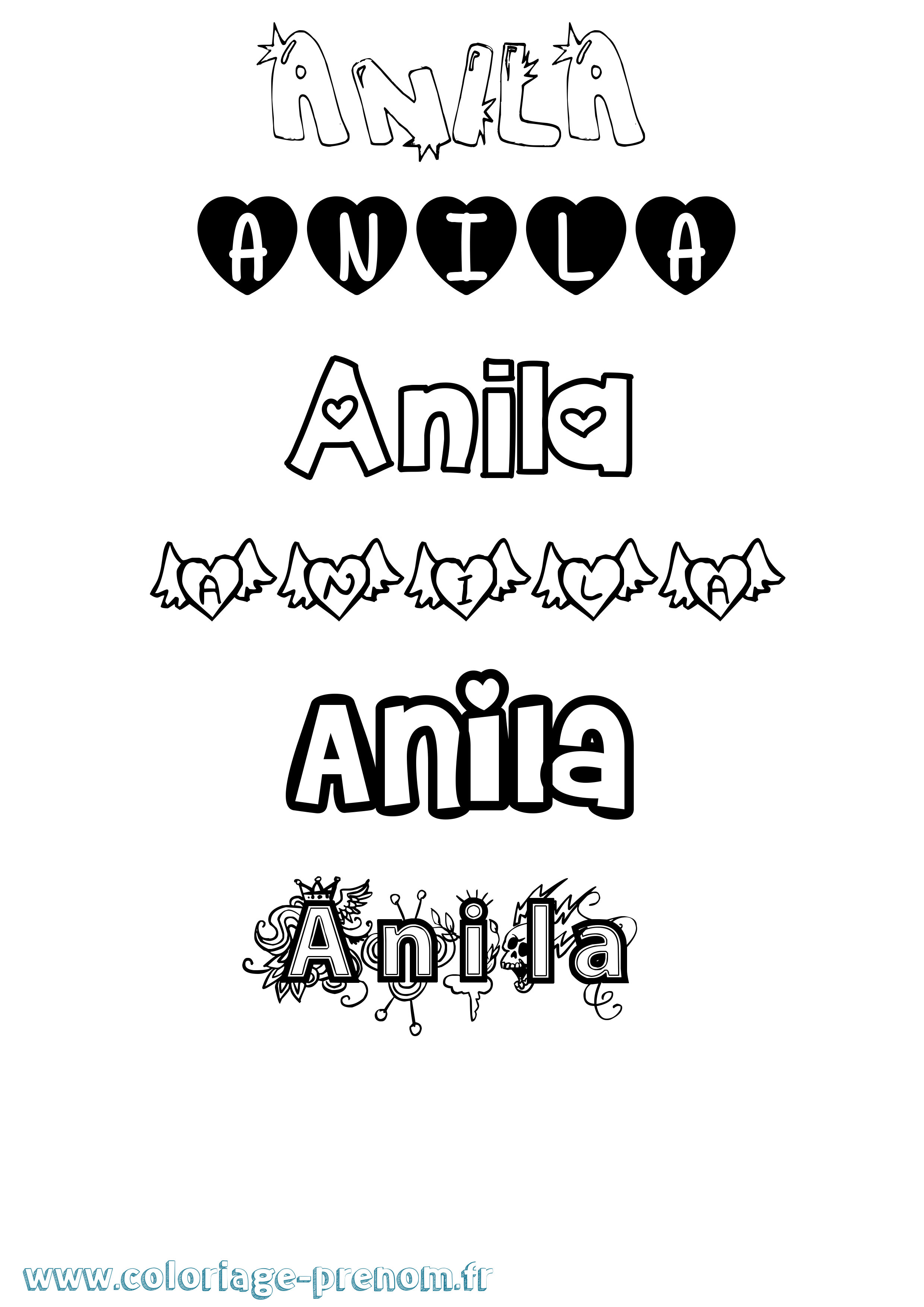 Coloriage Anila Girly Coloriage prénom Anila Girly