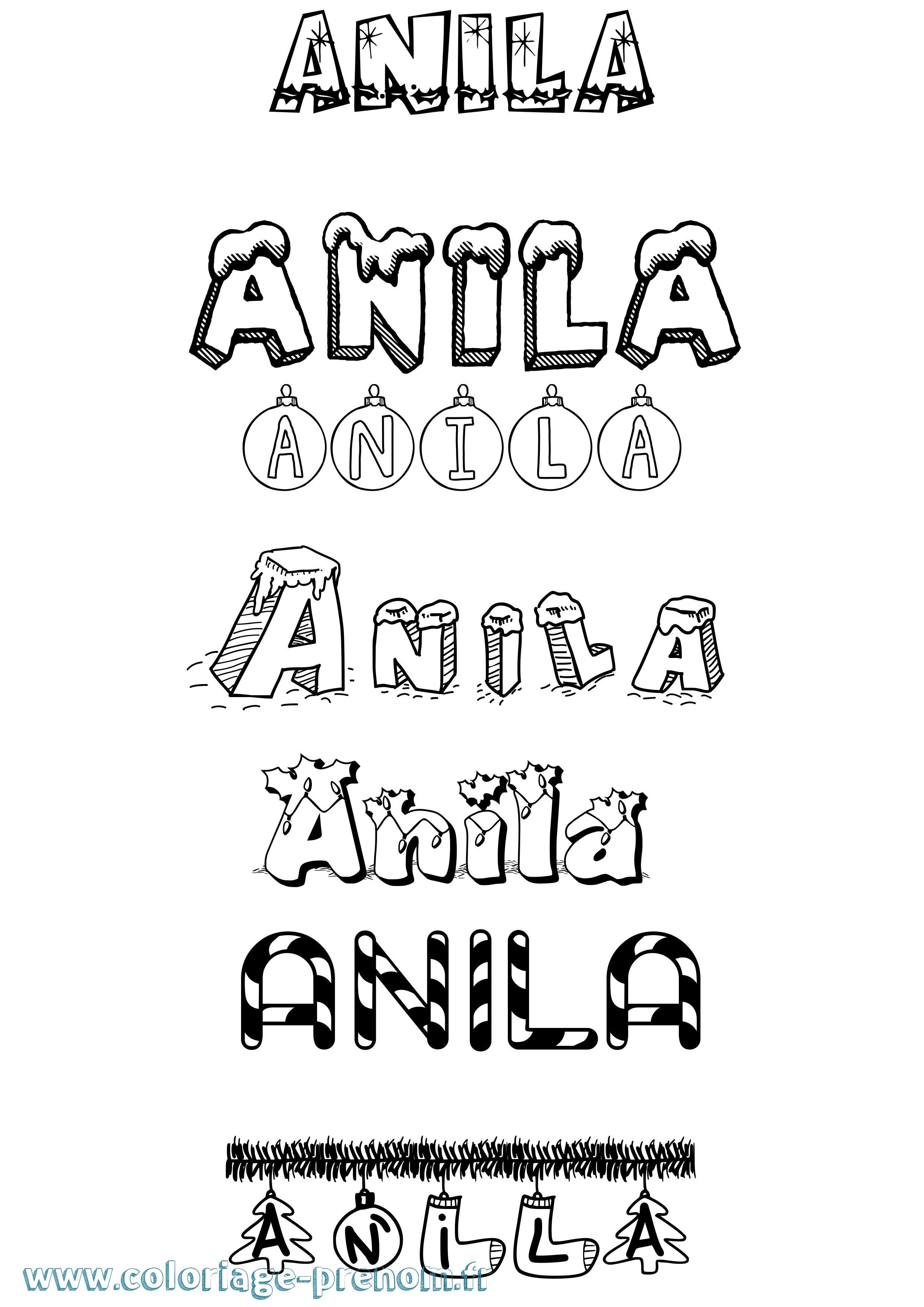 Coloriage Anila Noël Coloriage prénom Anila Noël