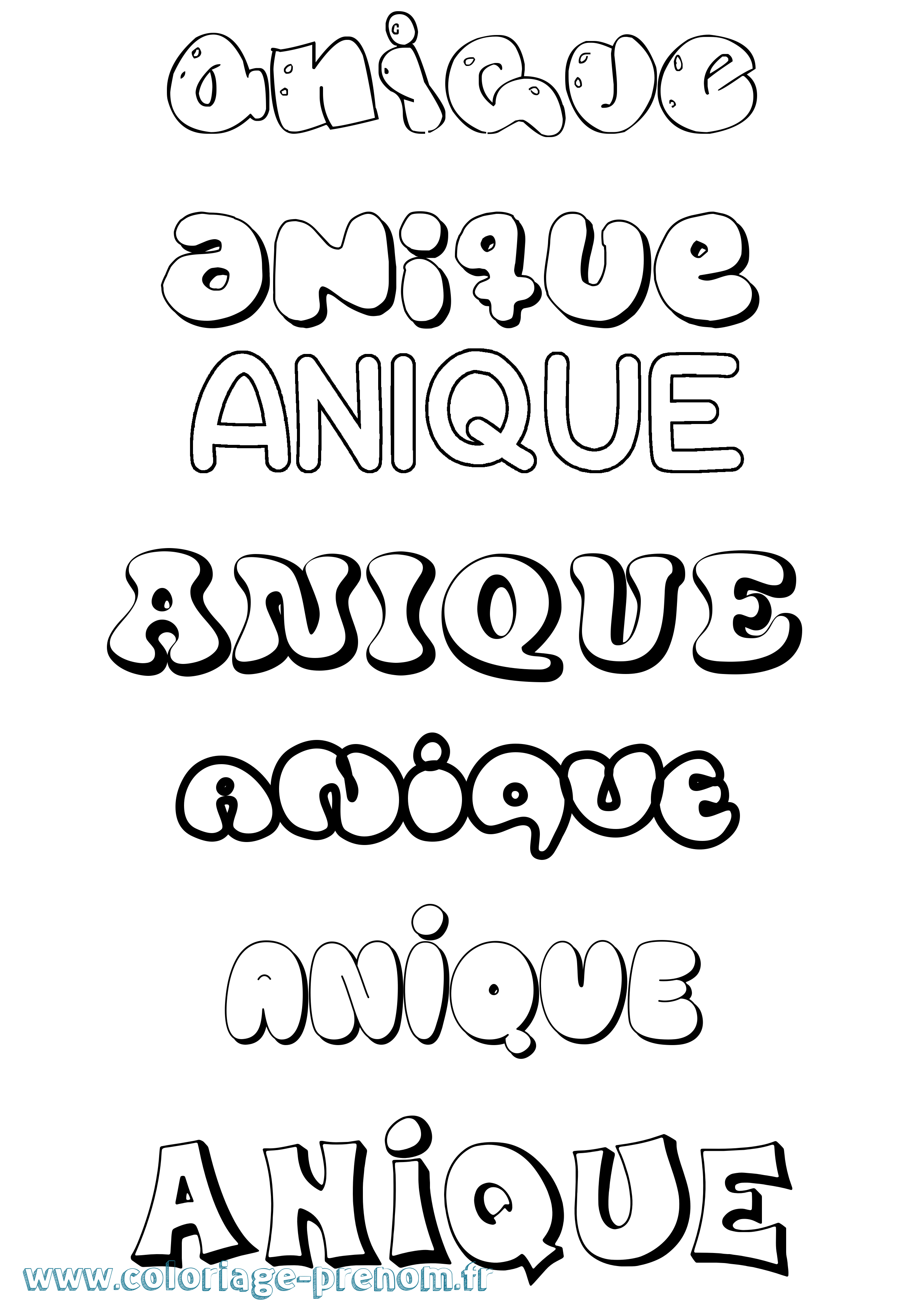 Coloriage Anique Bubble Coloriage prénom Anique Bubble