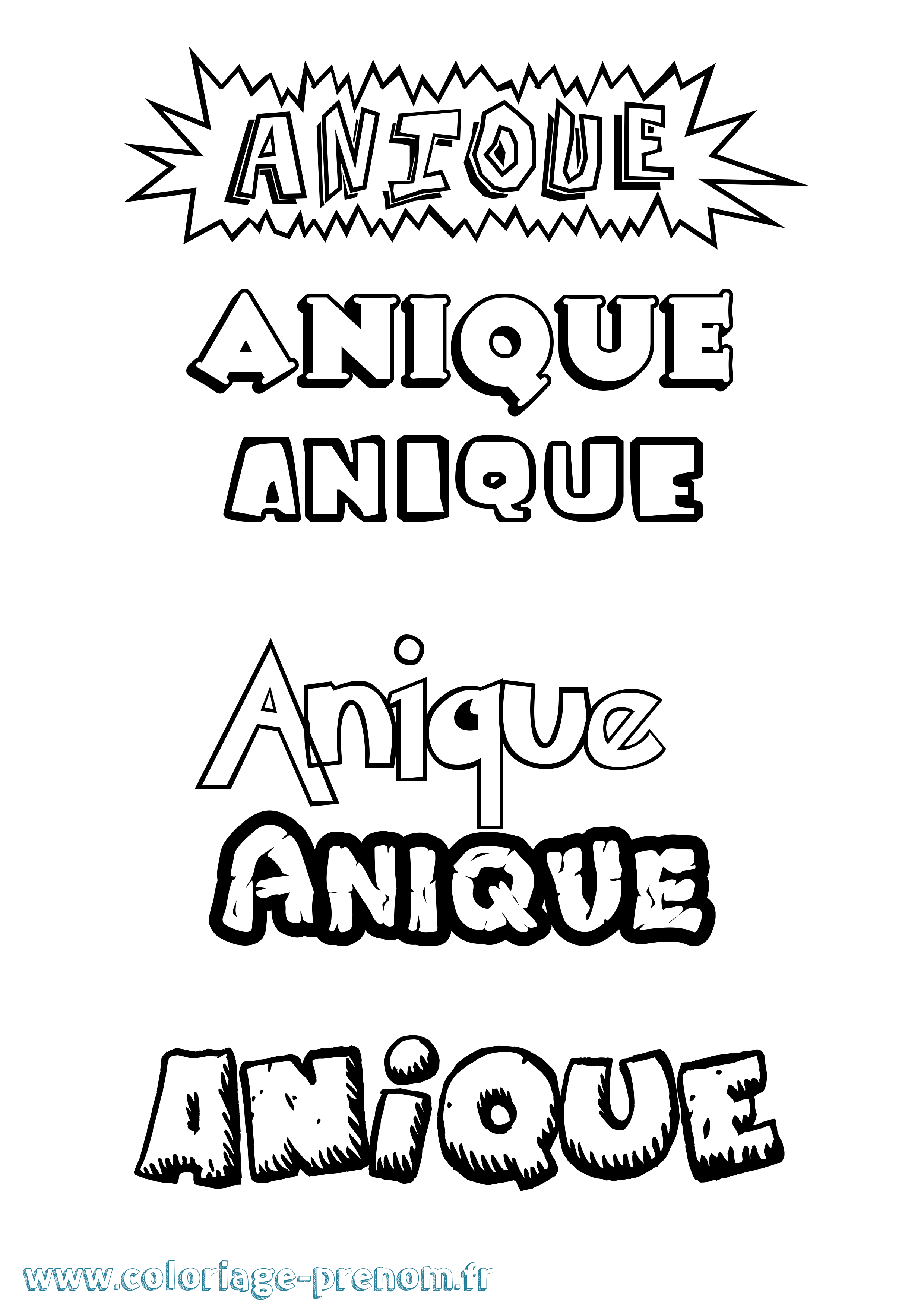 Coloriage Anique Dessin Animé Coloriage prénom Anique Dessin Animé