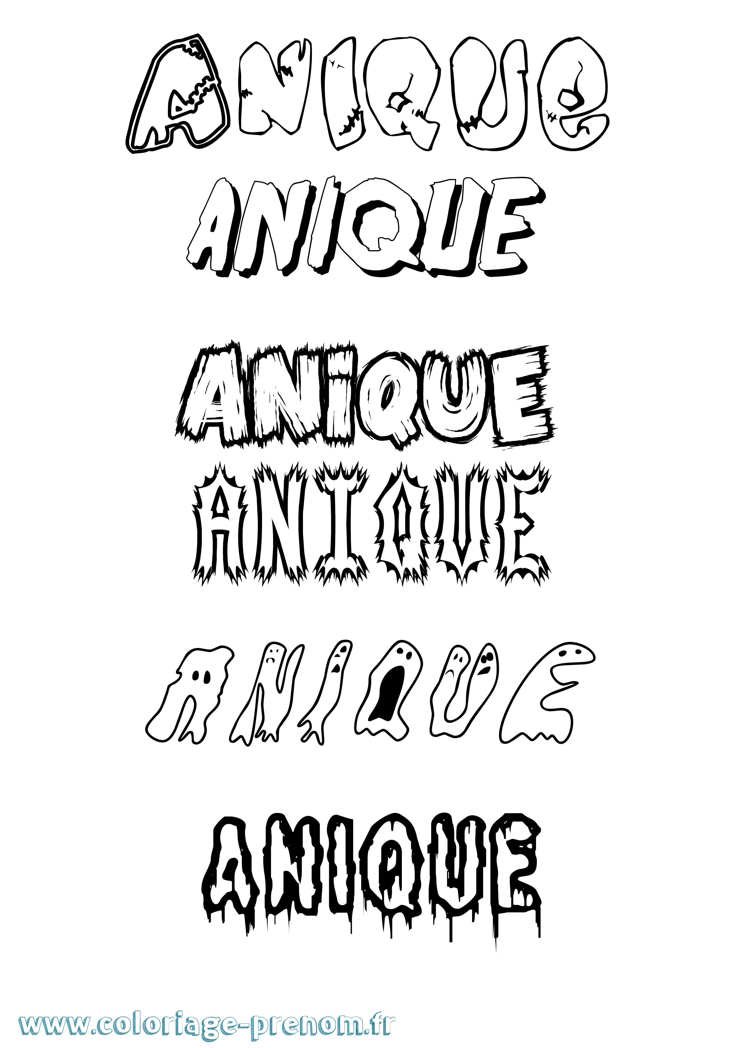 Coloriage Anique Frisson Coloriage prénom Anique Frisson