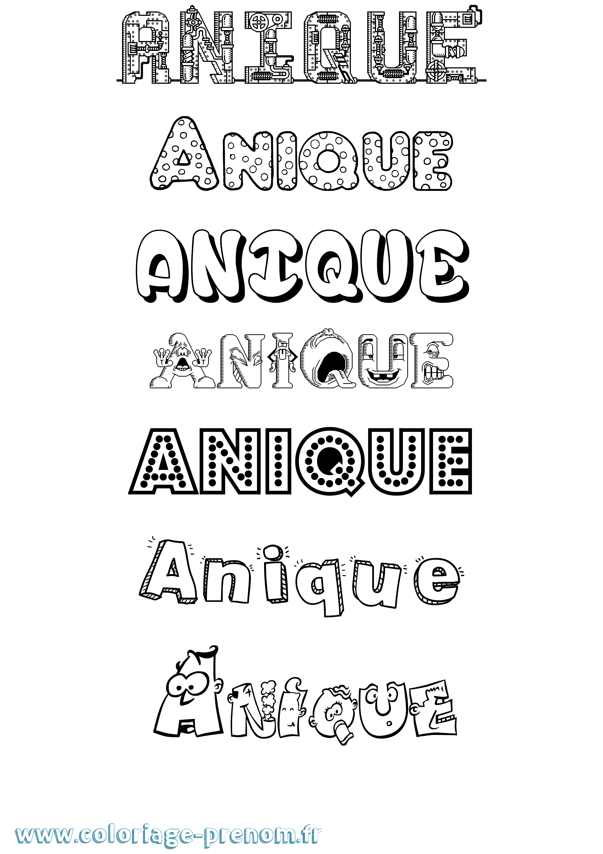 Coloriage Anique Fun Coloriage prénom Anique Fun