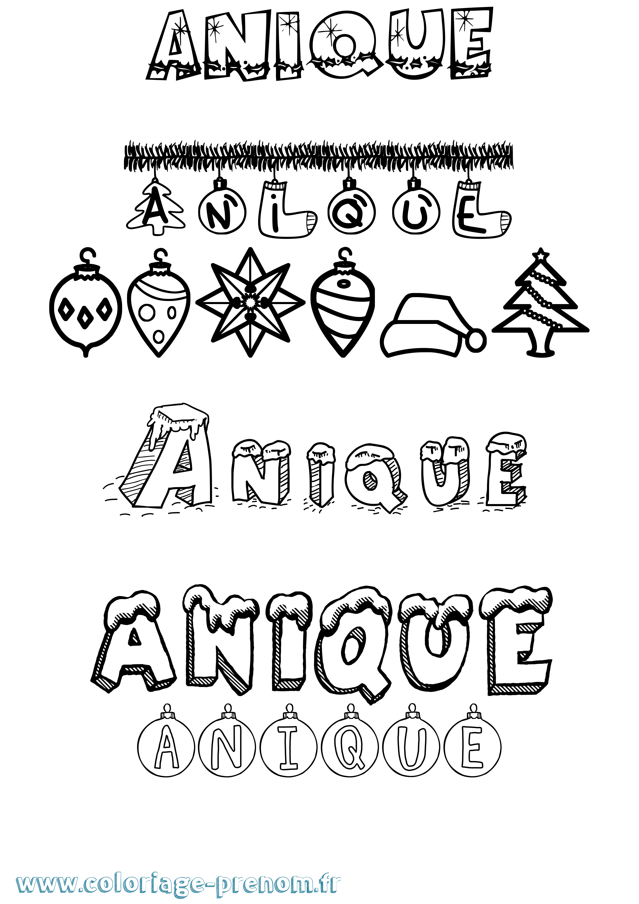 Coloriage Anique Noël Coloriage prénom Anique Noël