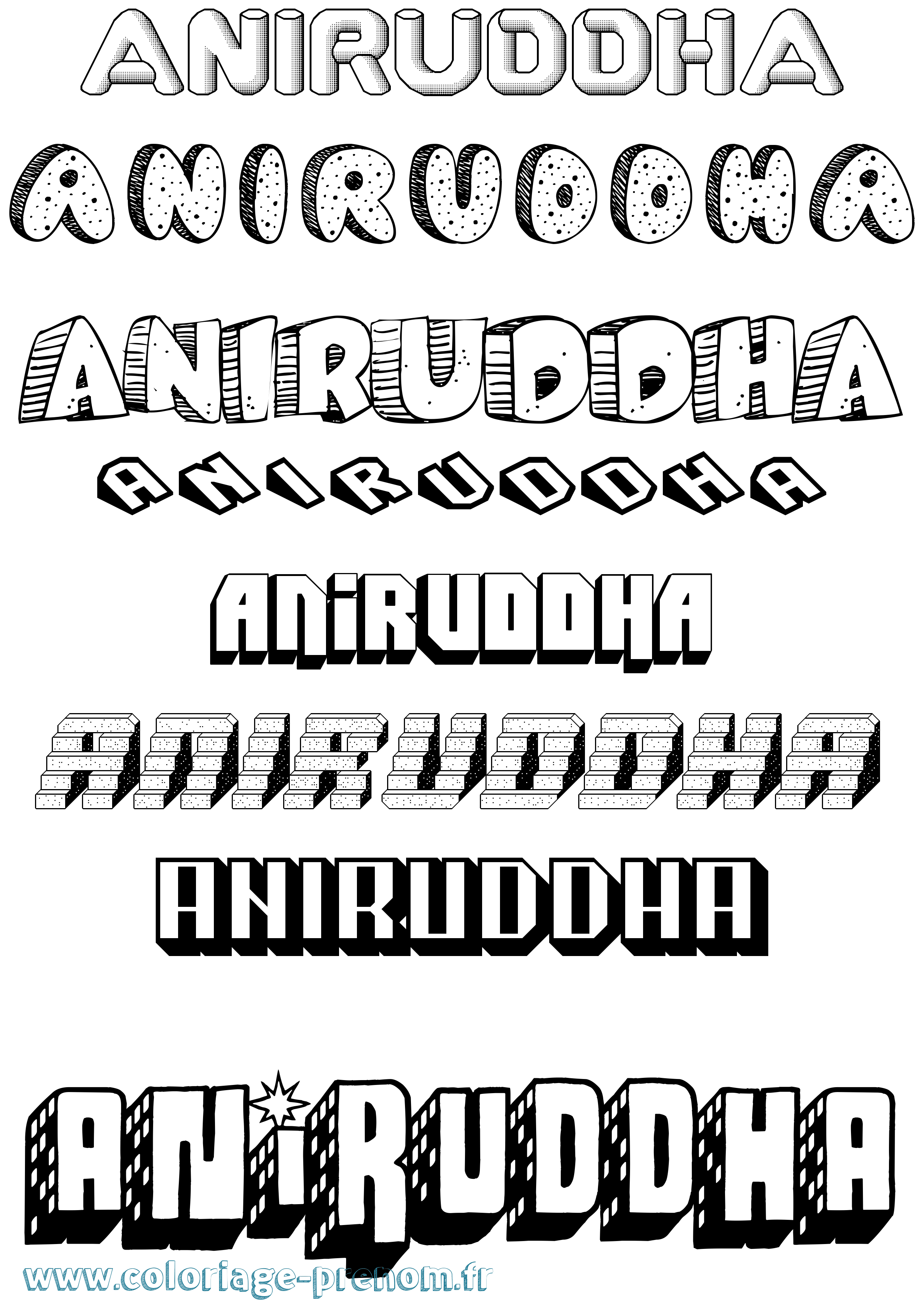 Coloriage Aniruddha Effet 3D Coloriage prénom Aniruddha Effet 3D