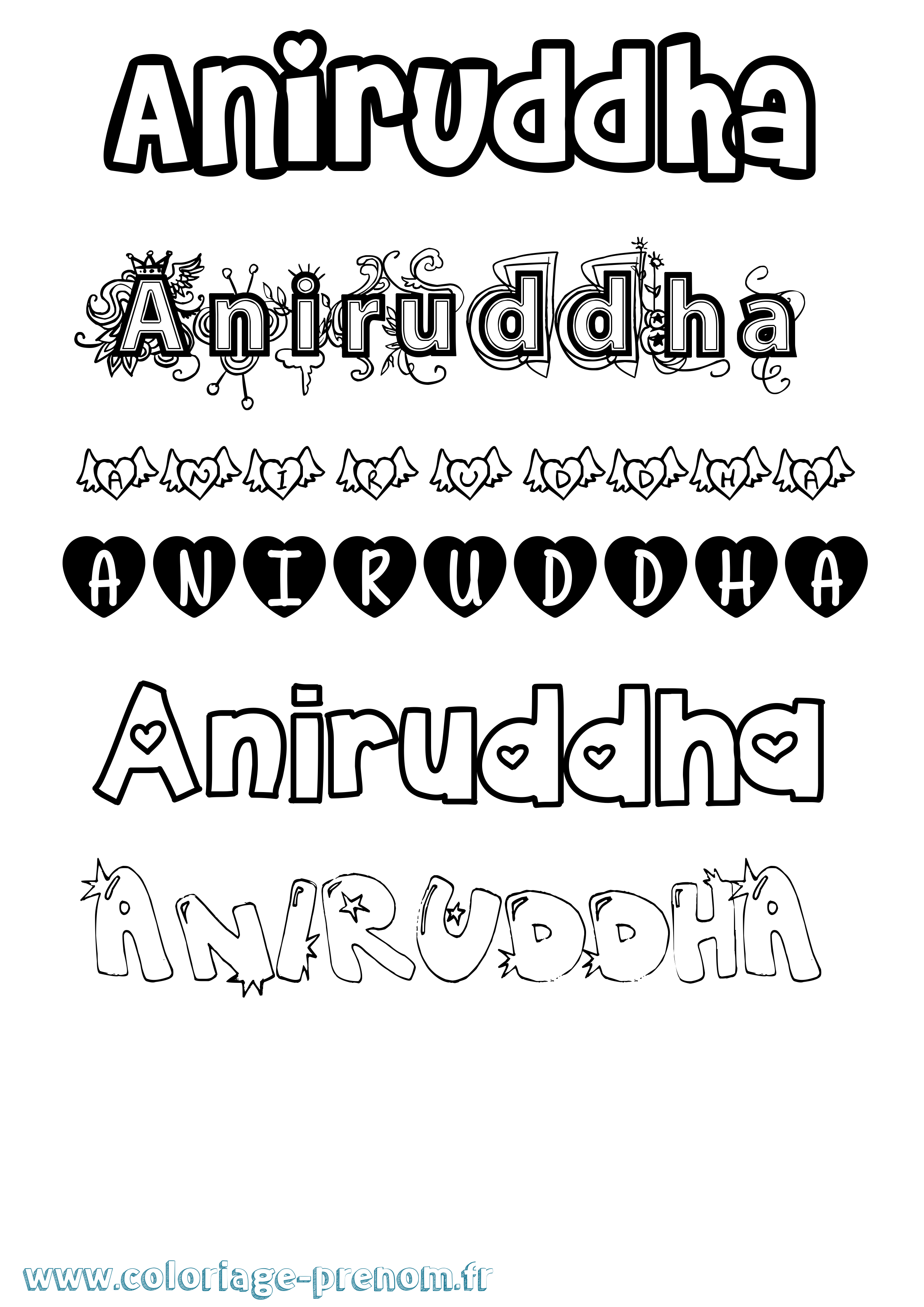 Coloriage Aniruddha Girly Coloriage prénom Aniruddha Girly