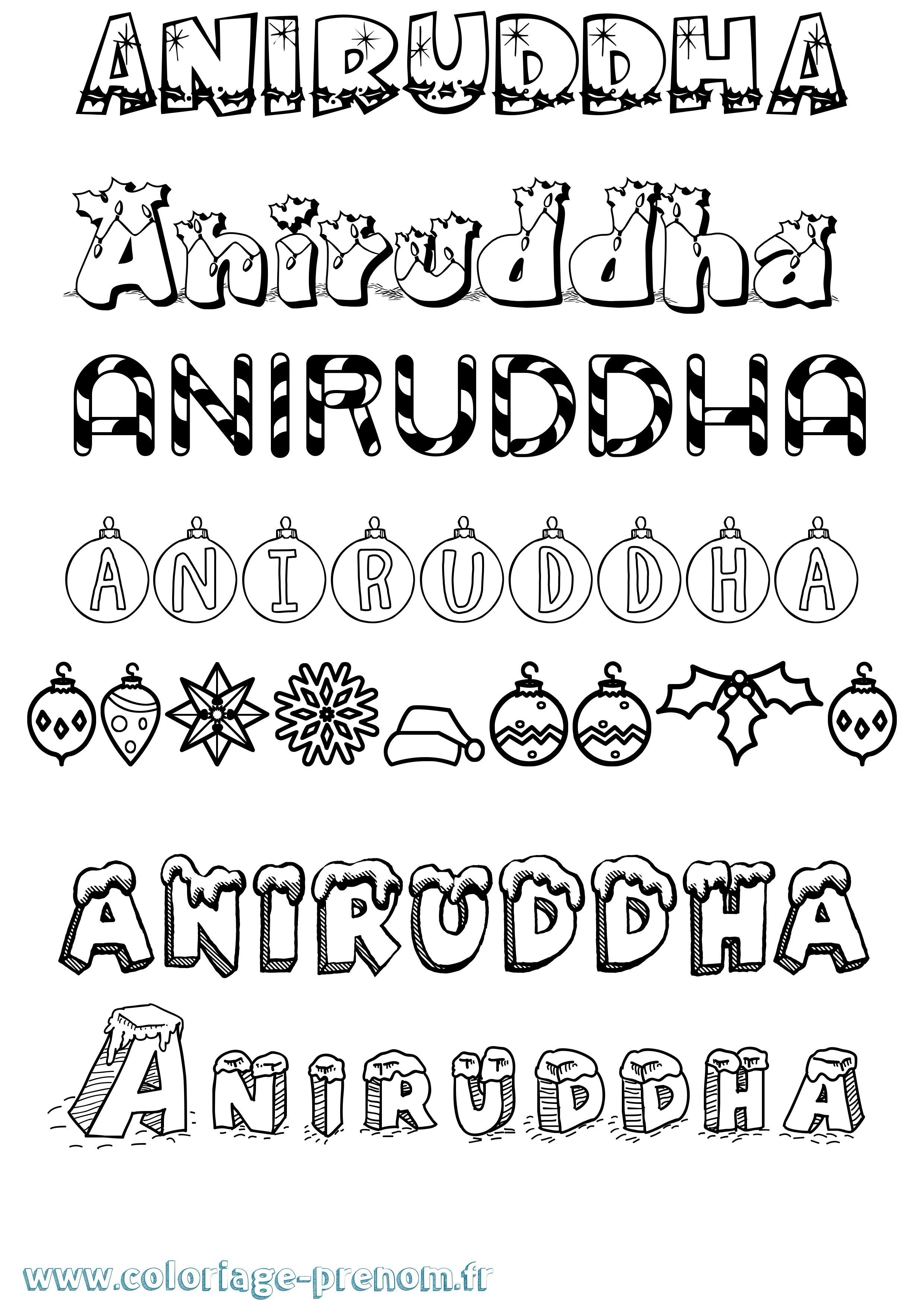 Coloriage Aniruddha Noël Coloriage prénom Aniruddha Noël