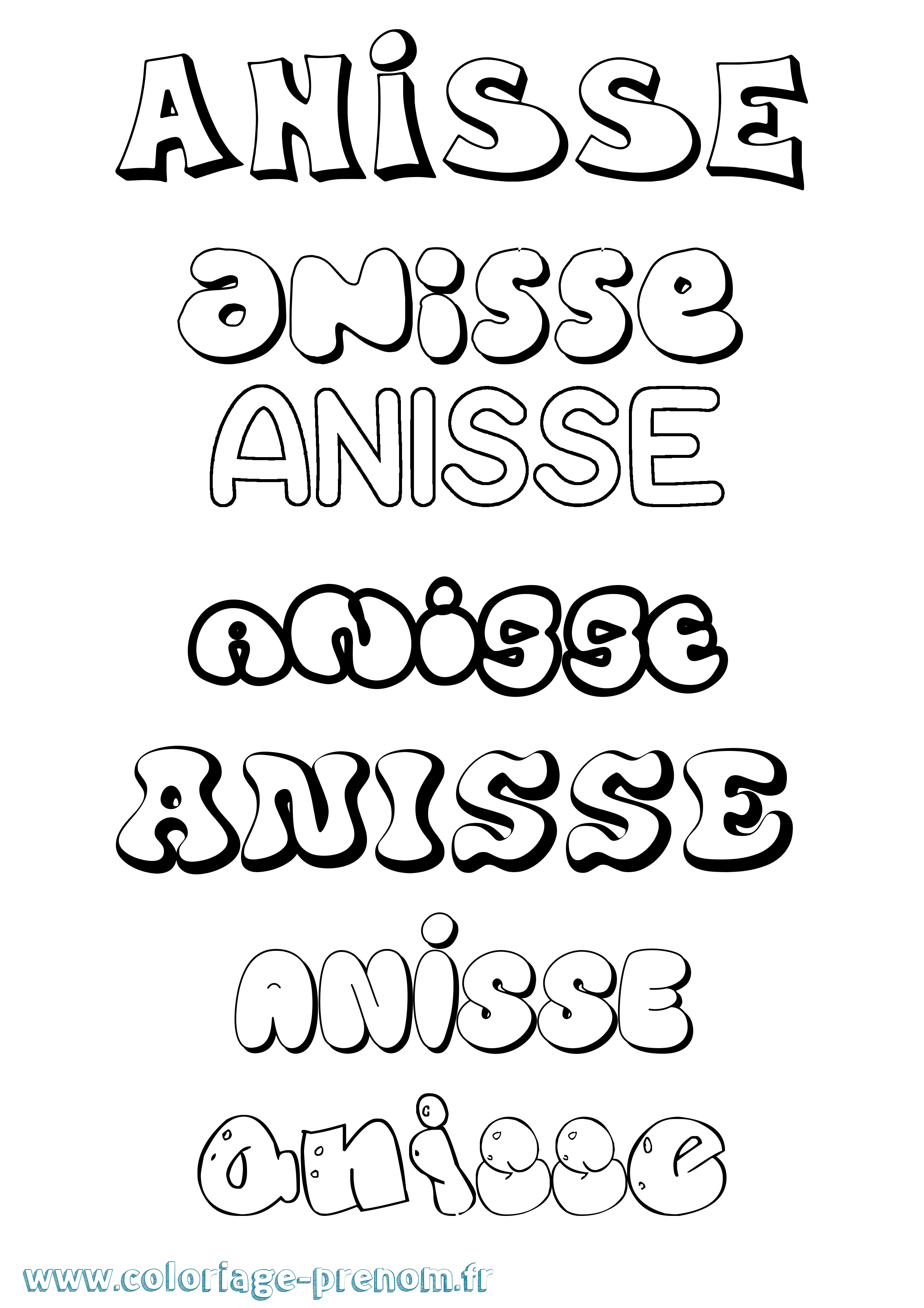 Coloriage Anisse Bubble Coloriage prénom Anisse Bubble