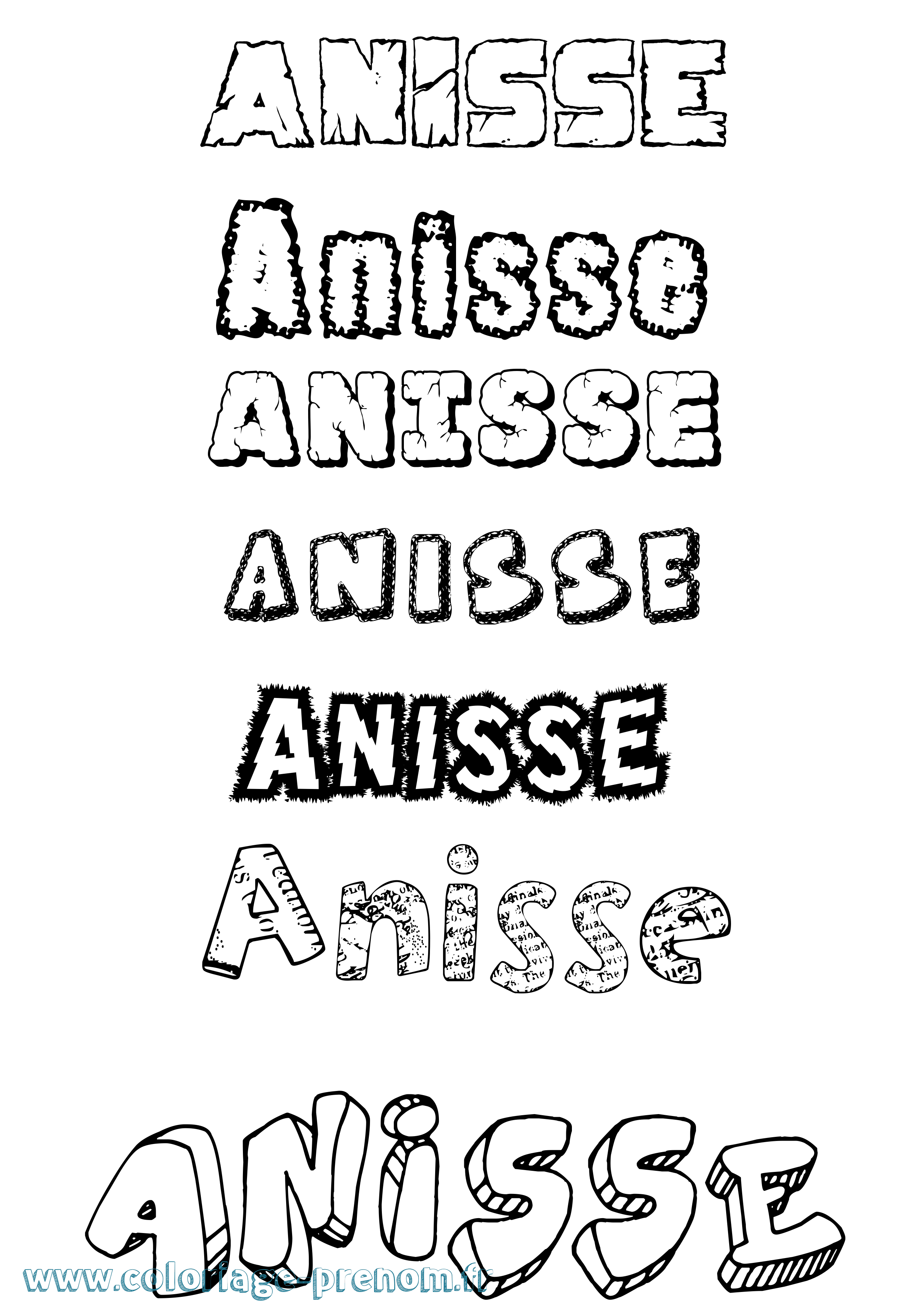 Coloriage Anisse Destructuré Coloriage prénom Anisse Destructuré