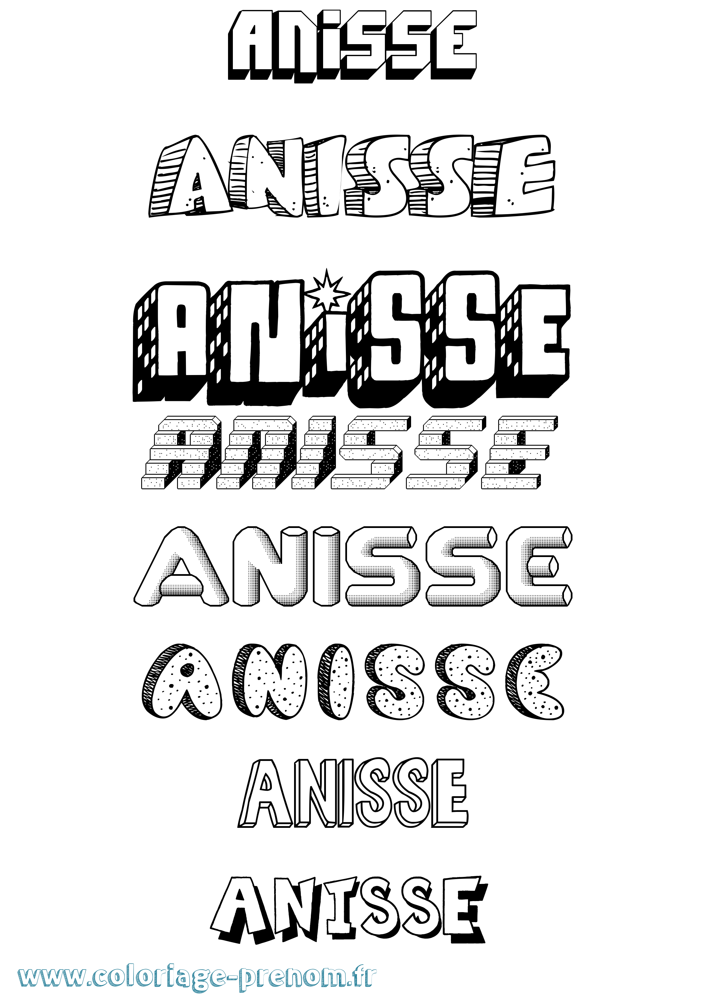 Coloriage Anisse Effet 3D Coloriage prénom Anisse Effet 3D