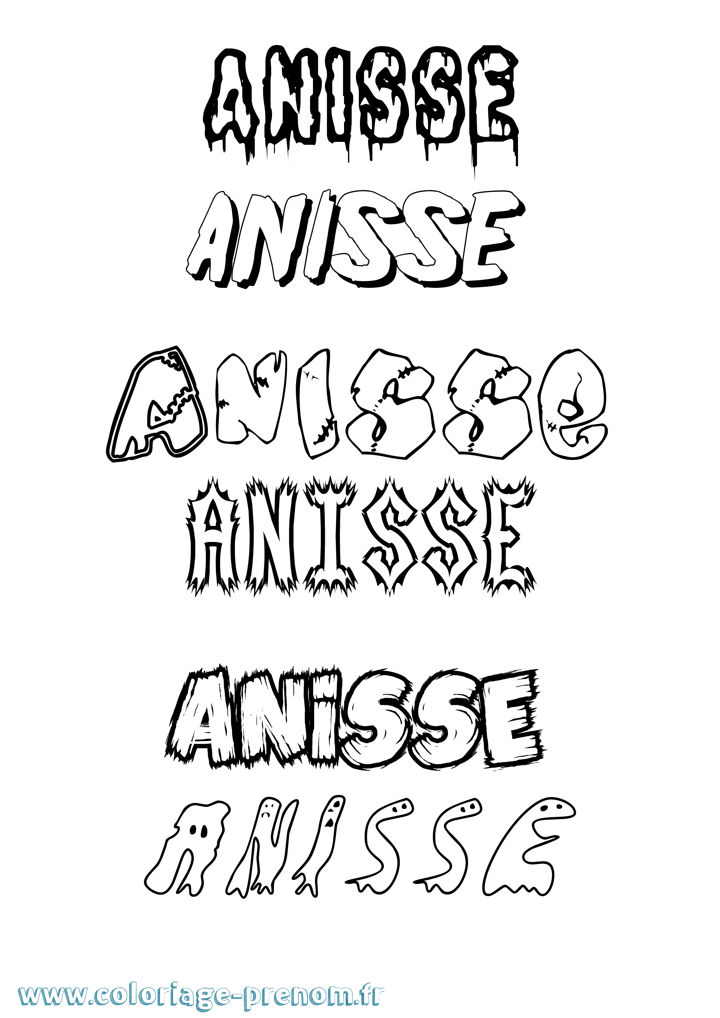 Coloriage Anisse Frisson Coloriage prénom Anisse Frisson