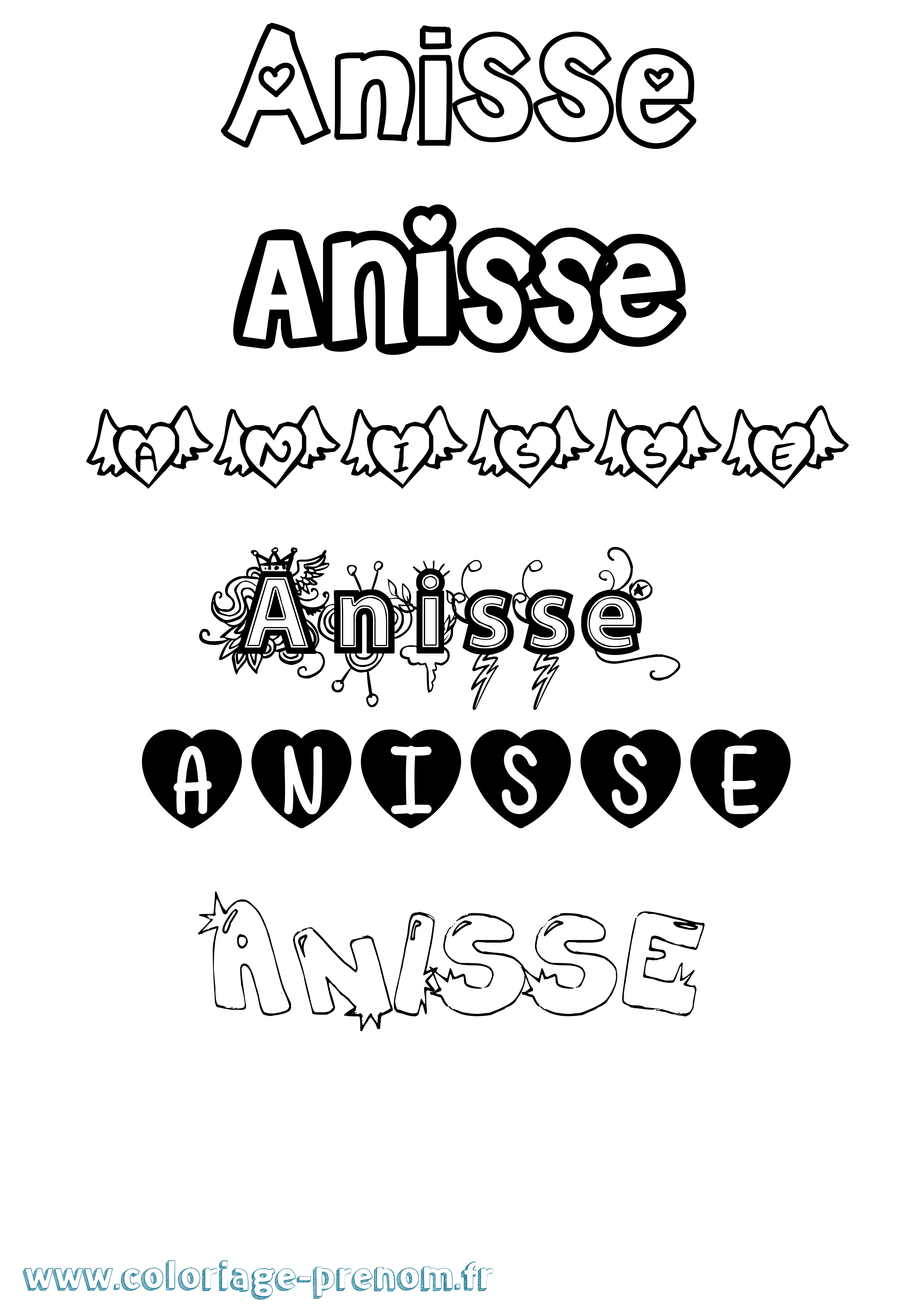 Coloriage Anisse Girly Coloriage prénom Anisse Girly