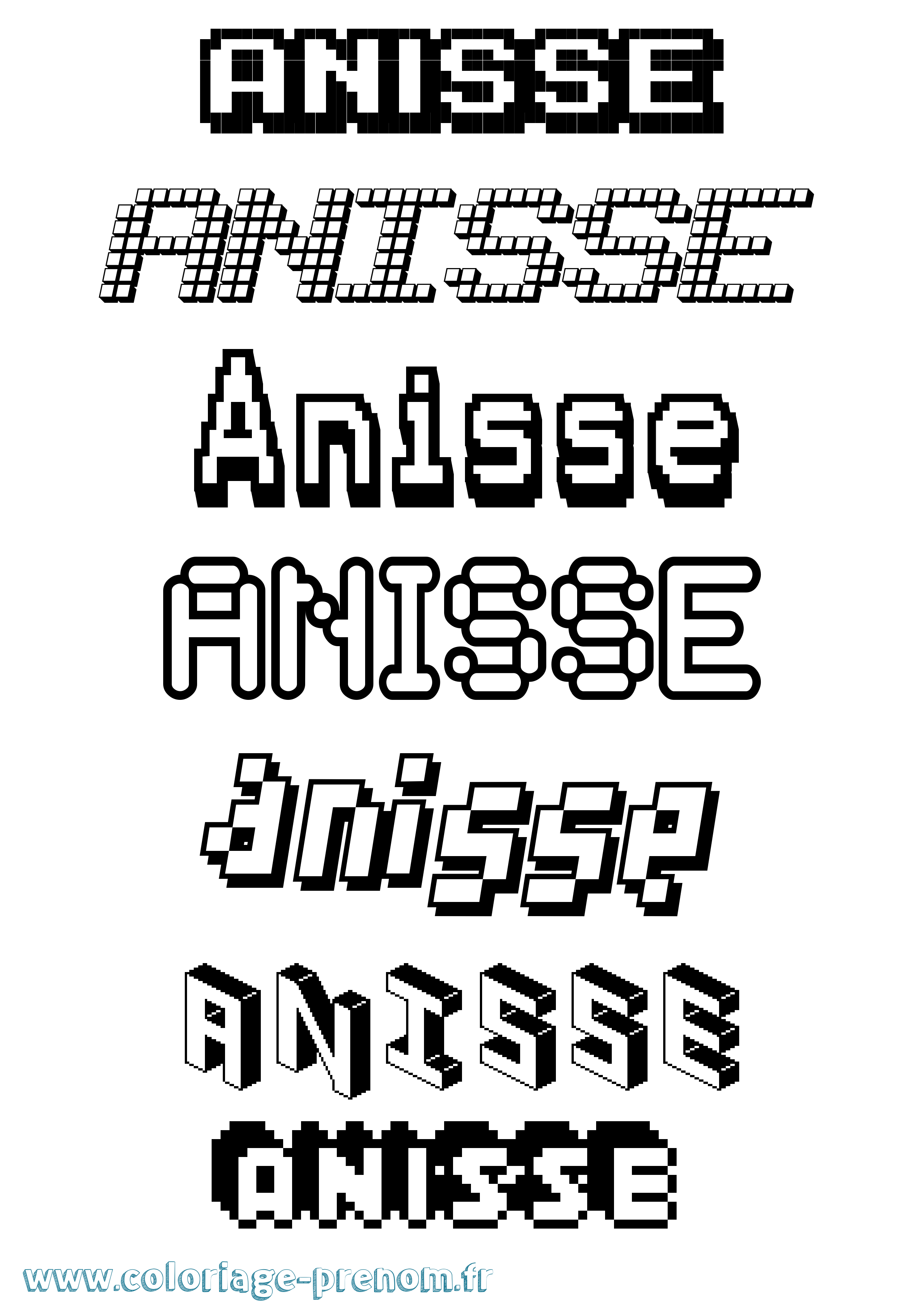 Coloriage Anisse Pixel Coloriage prénom Anisse Pixel