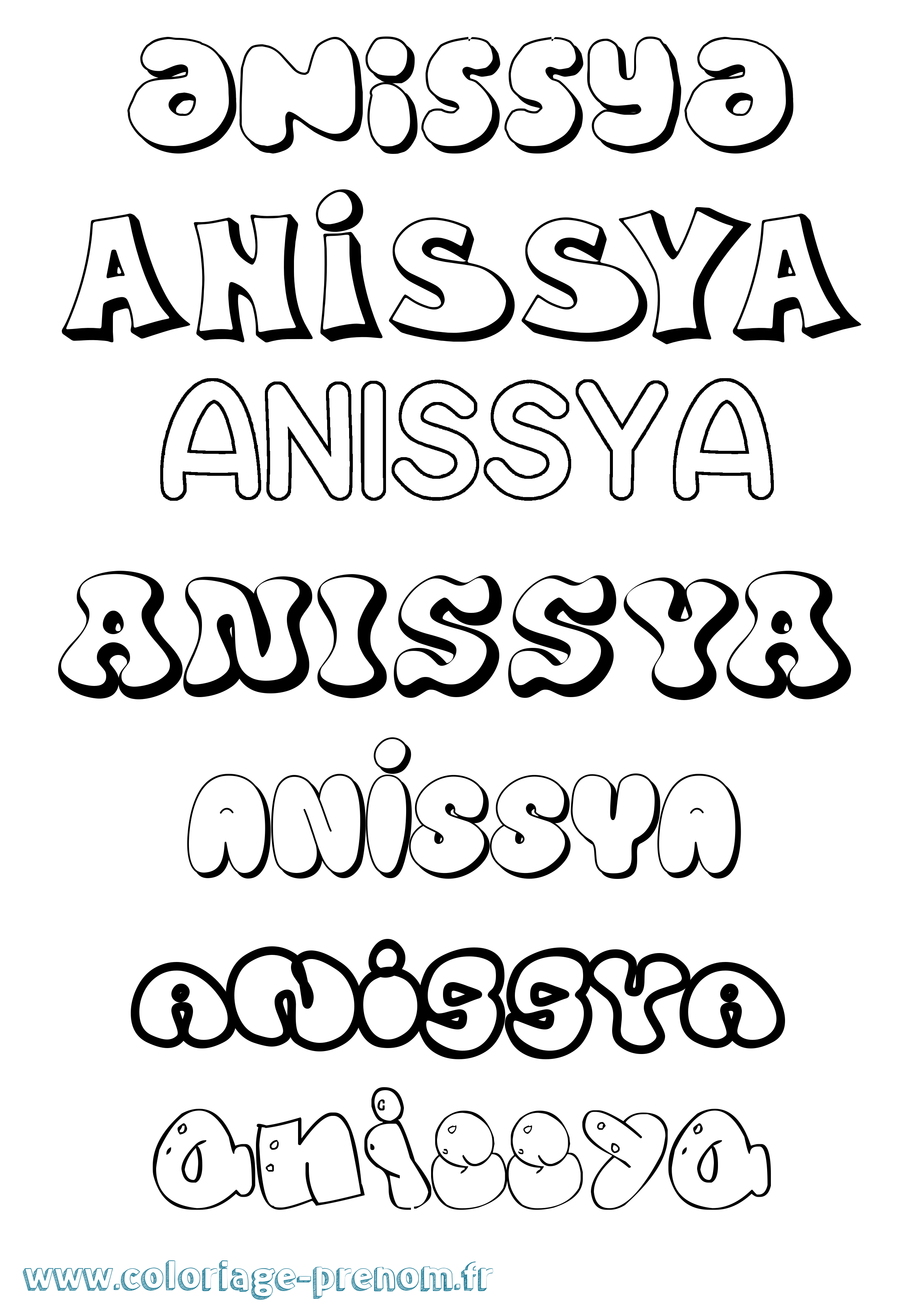 Coloriage Anissya Bubble Coloriage prénom Anissya Bubble