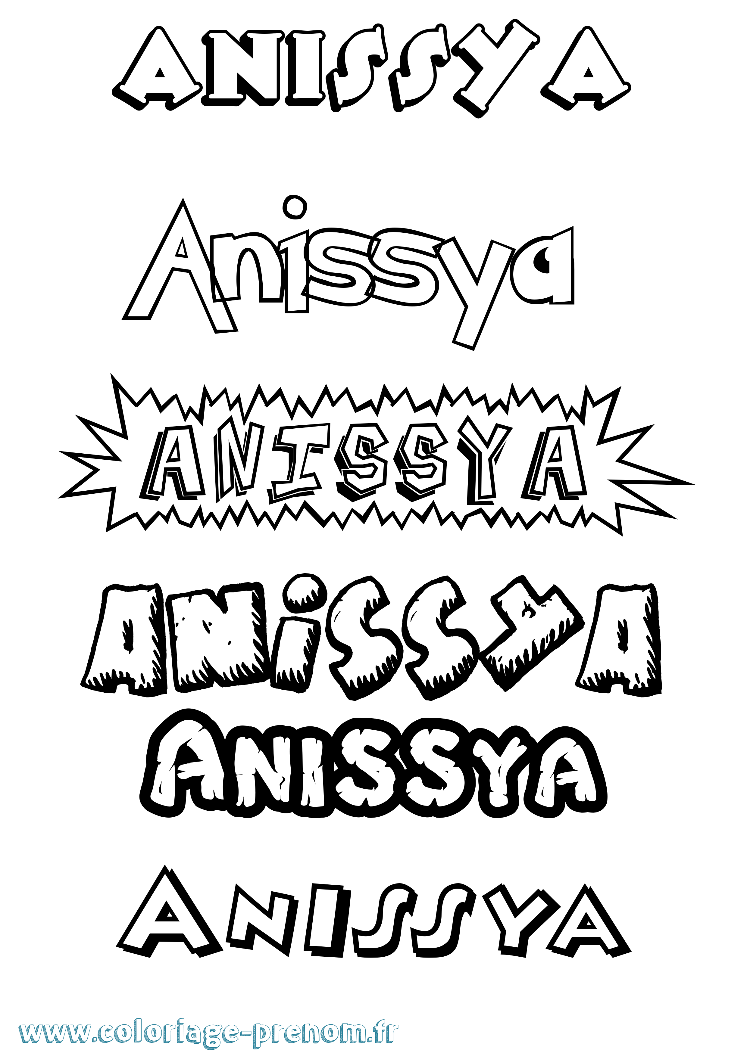 Coloriage Anissya Dessin Animé Coloriage prénom Anissya Dessin Animé