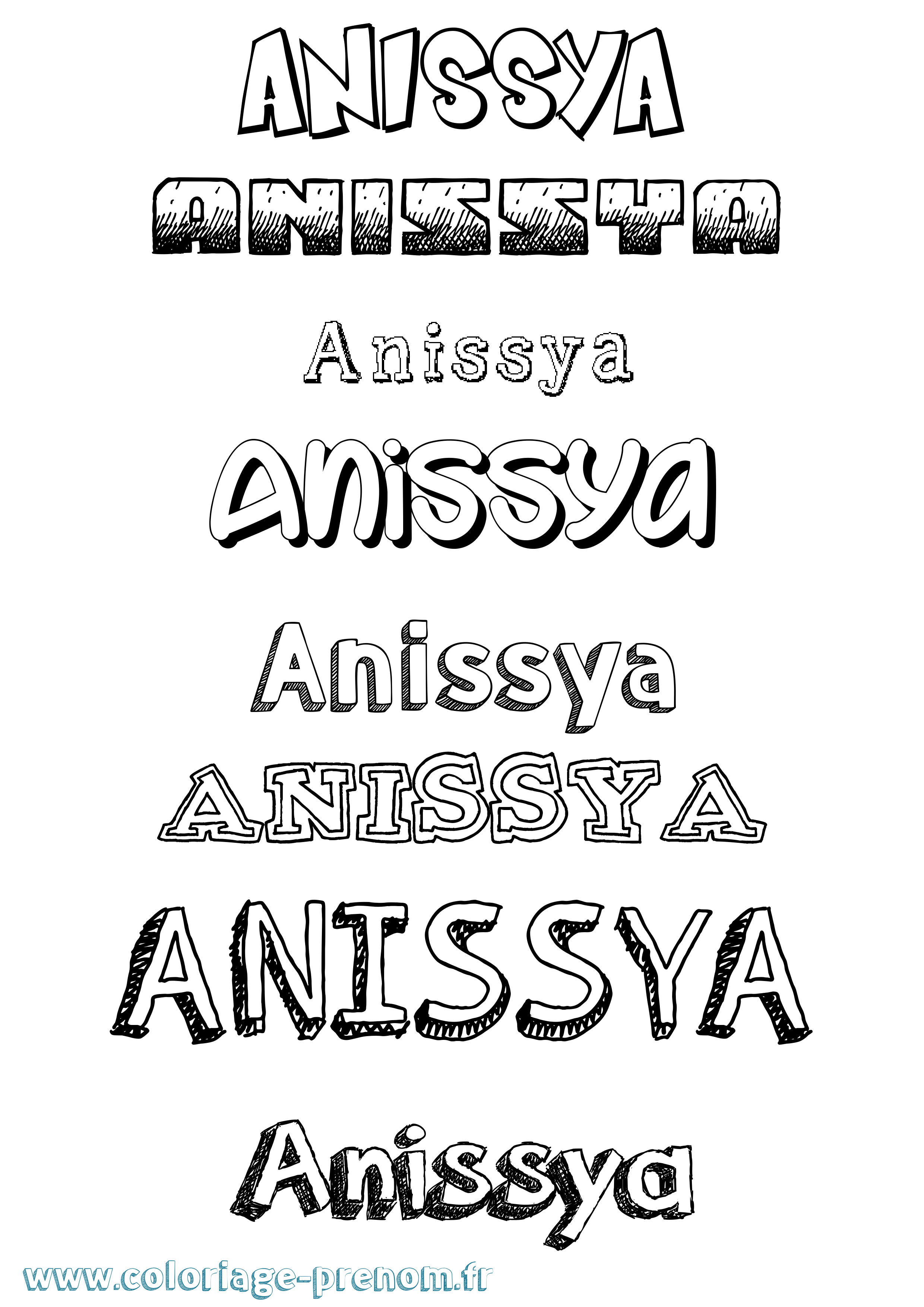 Coloriage Anissya Dessiné Coloriage prénom Anissya Dessiné