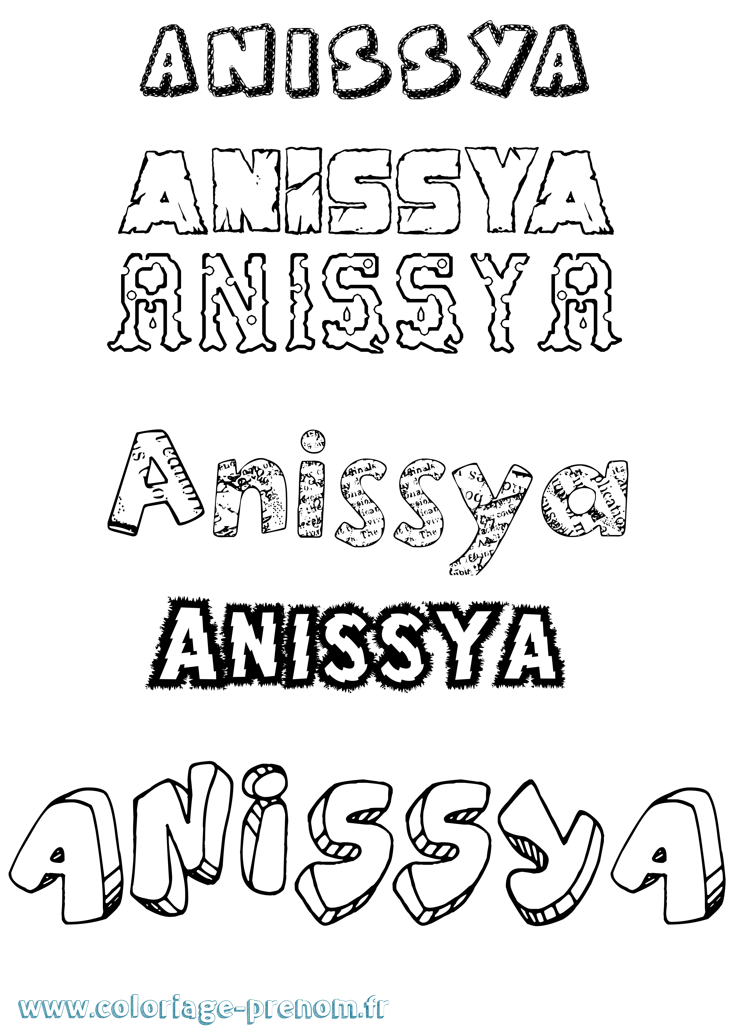 Coloriage Anissya Destructuré Coloriage prénom Anissya Destructuré