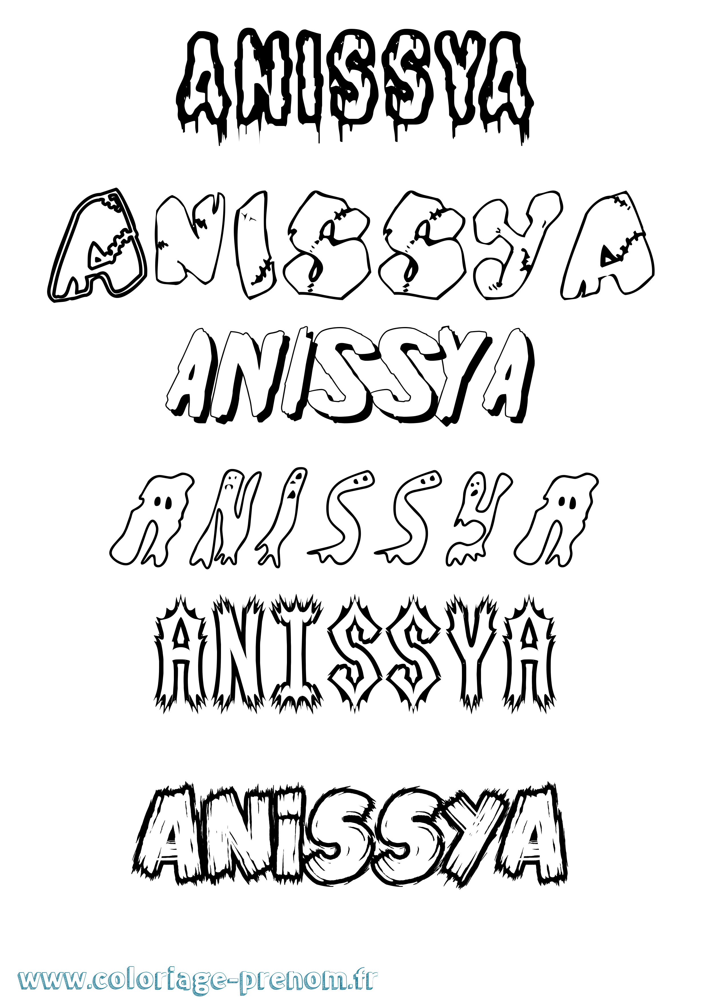 Coloriage Anissya Frisson Coloriage prénom Anissya Frisson