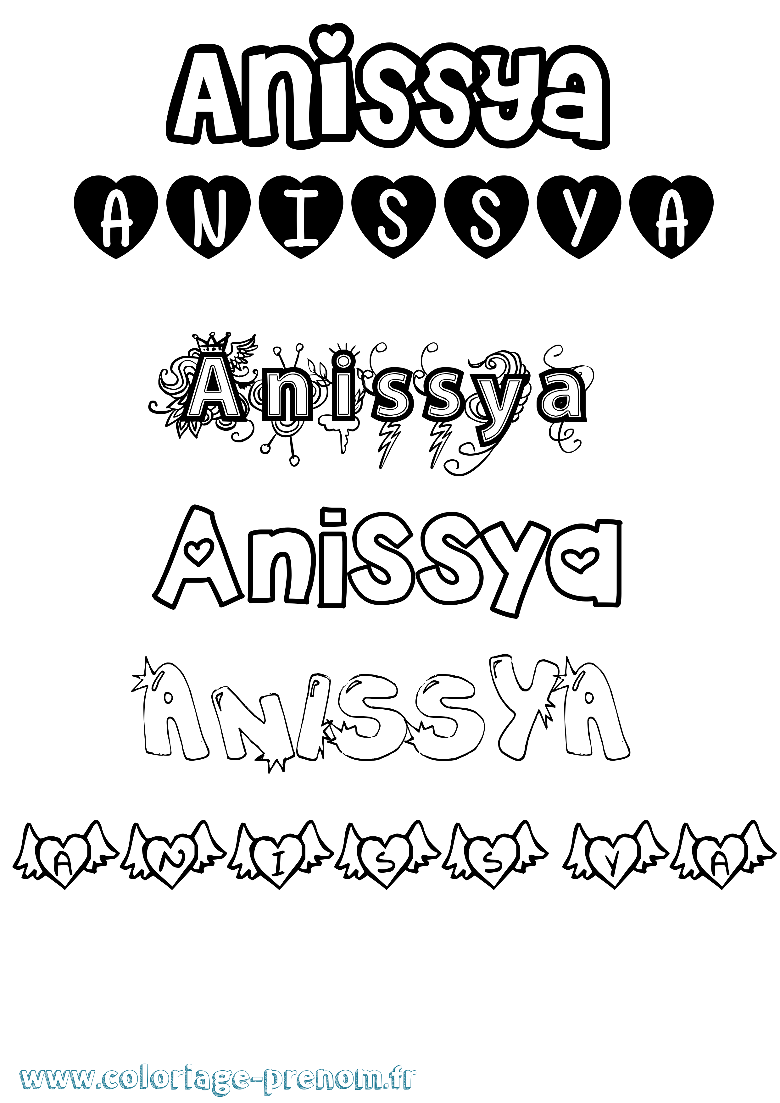 Coloriage Anissya Girly Coloriage prénom Anissya Girly