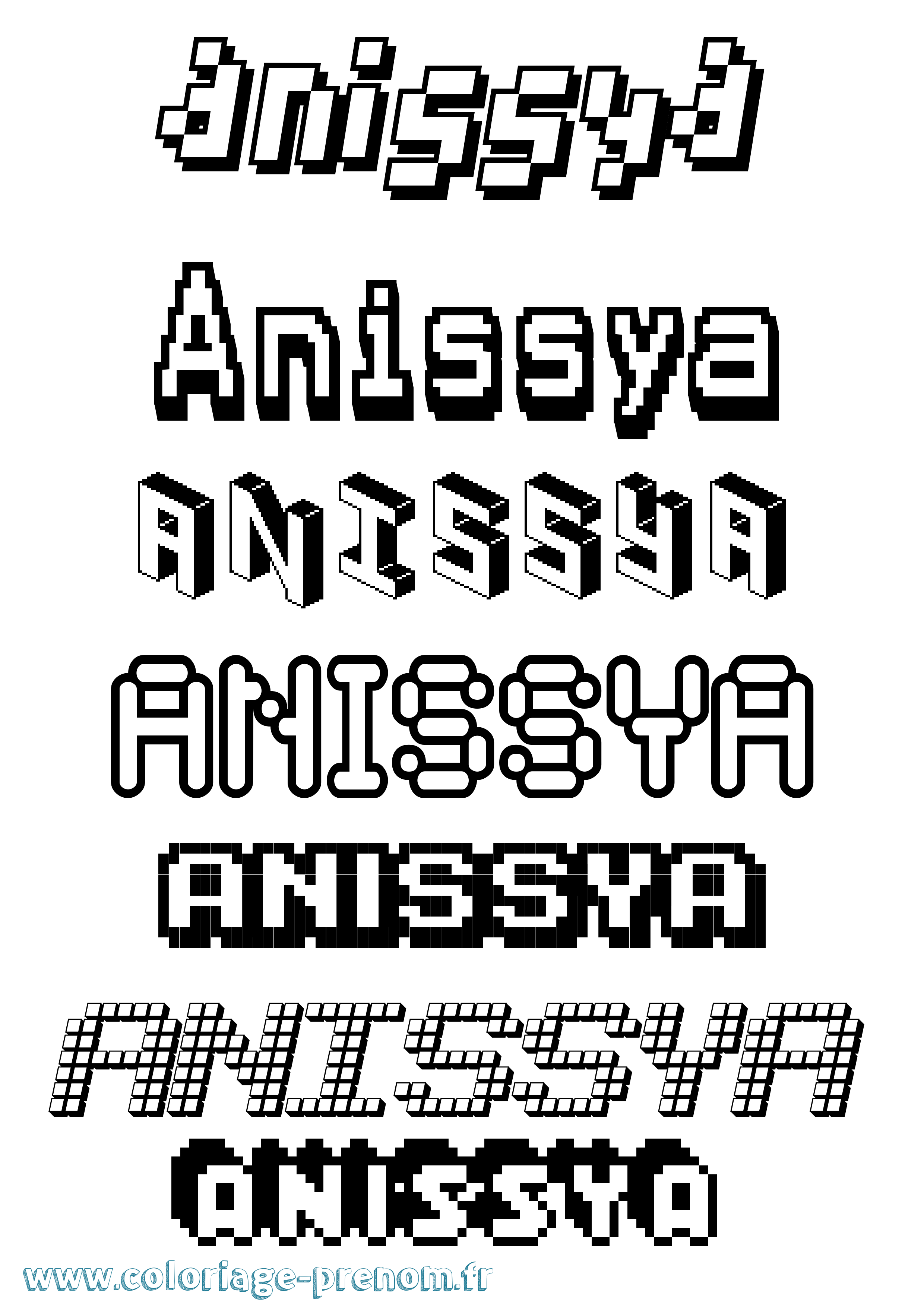 Coloriage Anissya Pixel Coloriage prénom Anissya Pixel