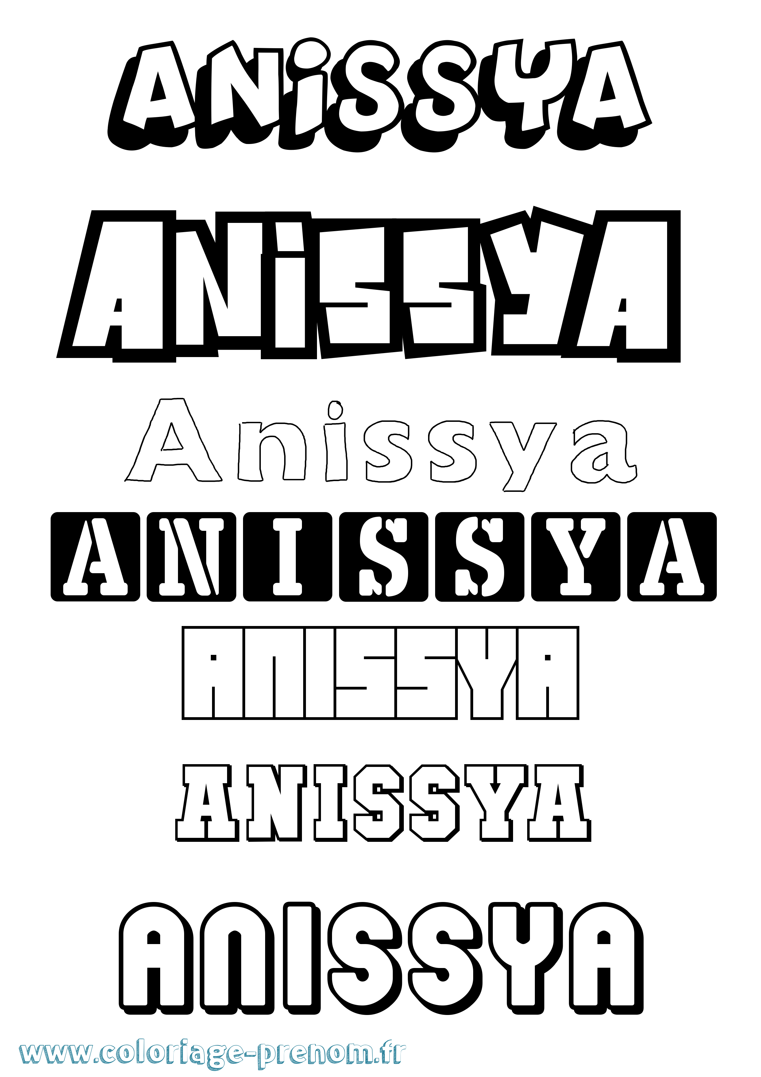 Coloriage Anissya Simple Coloriage prénom Anissya Simple