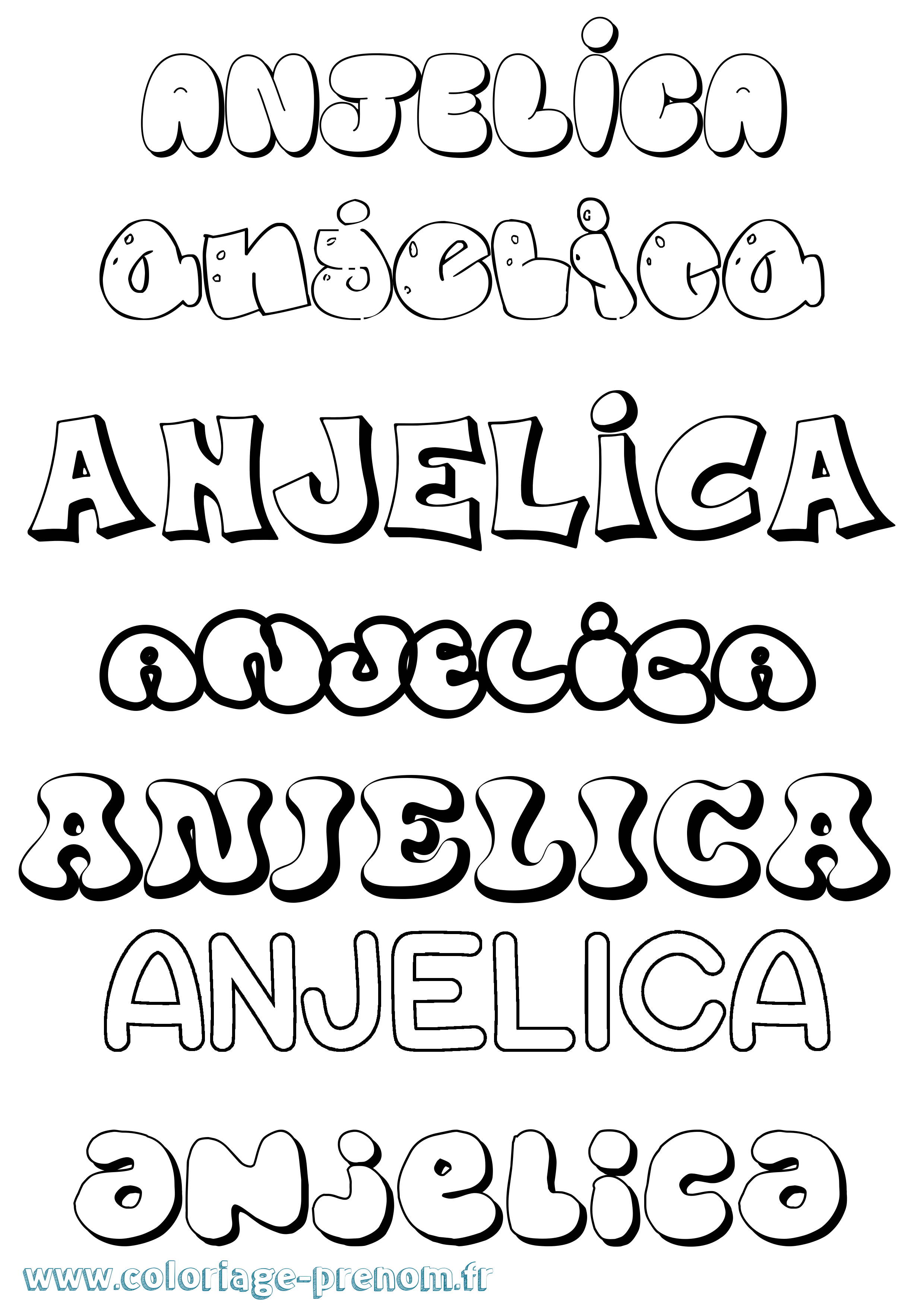 Coloriage Anjelica Bubble Coloriage prénom Anjelica Bubble