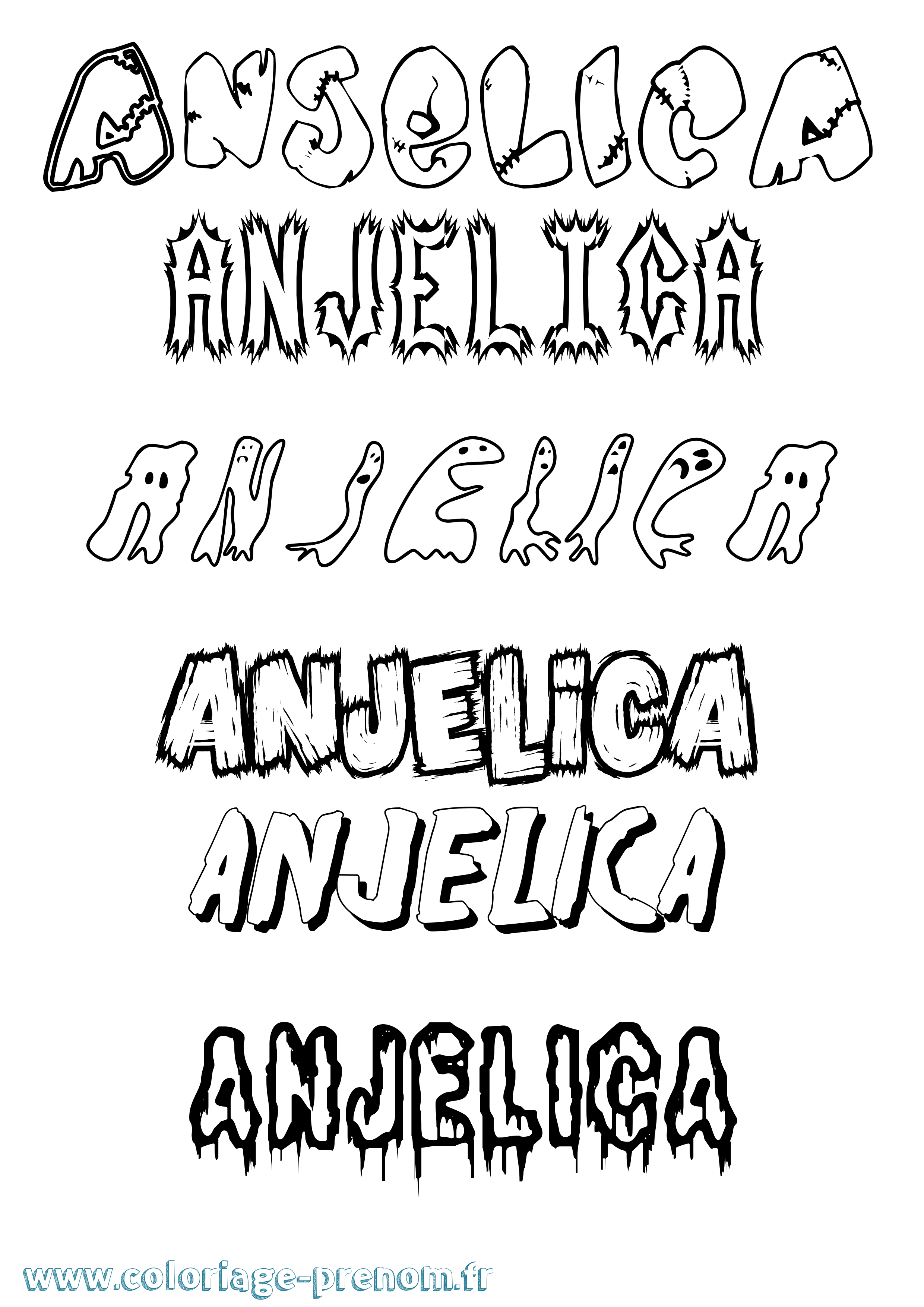 Coloriage Anjelica Frisson Coloriage prénom Anjelica Frisson