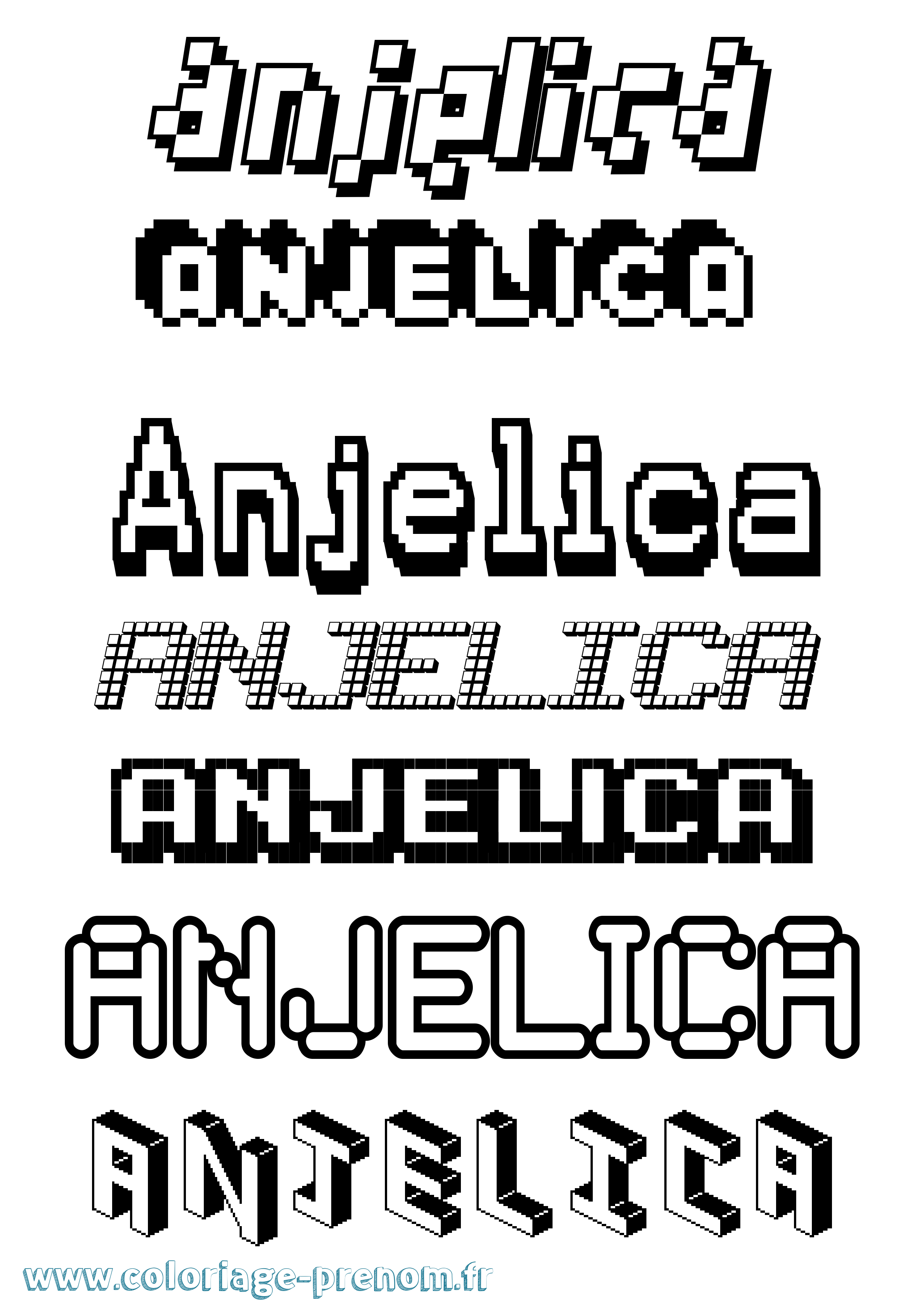 Coloriage Anjelica Pixel Coloriage prénom Anjelica Pixel