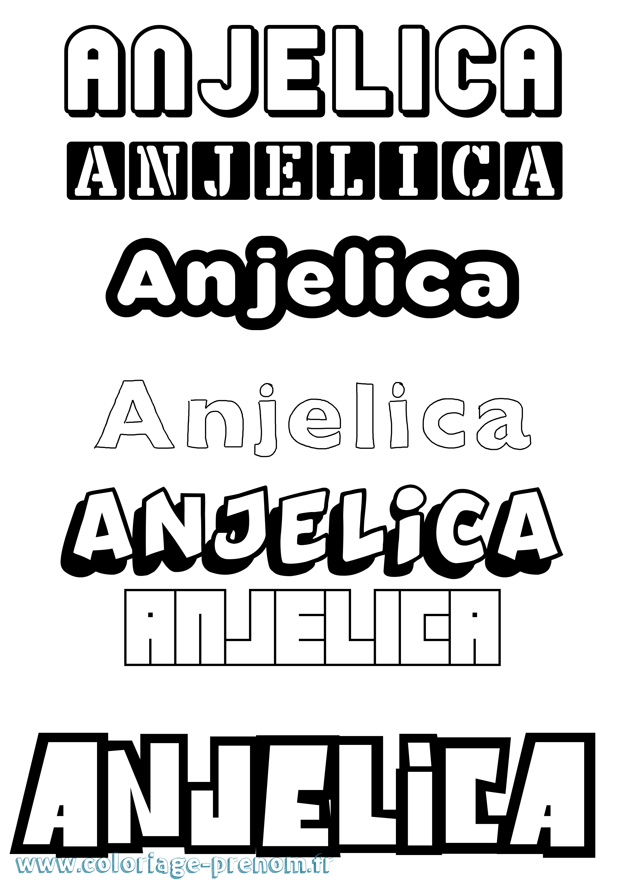Coloriage Anjelica Simple Coloriage prénom Anjelica Simple