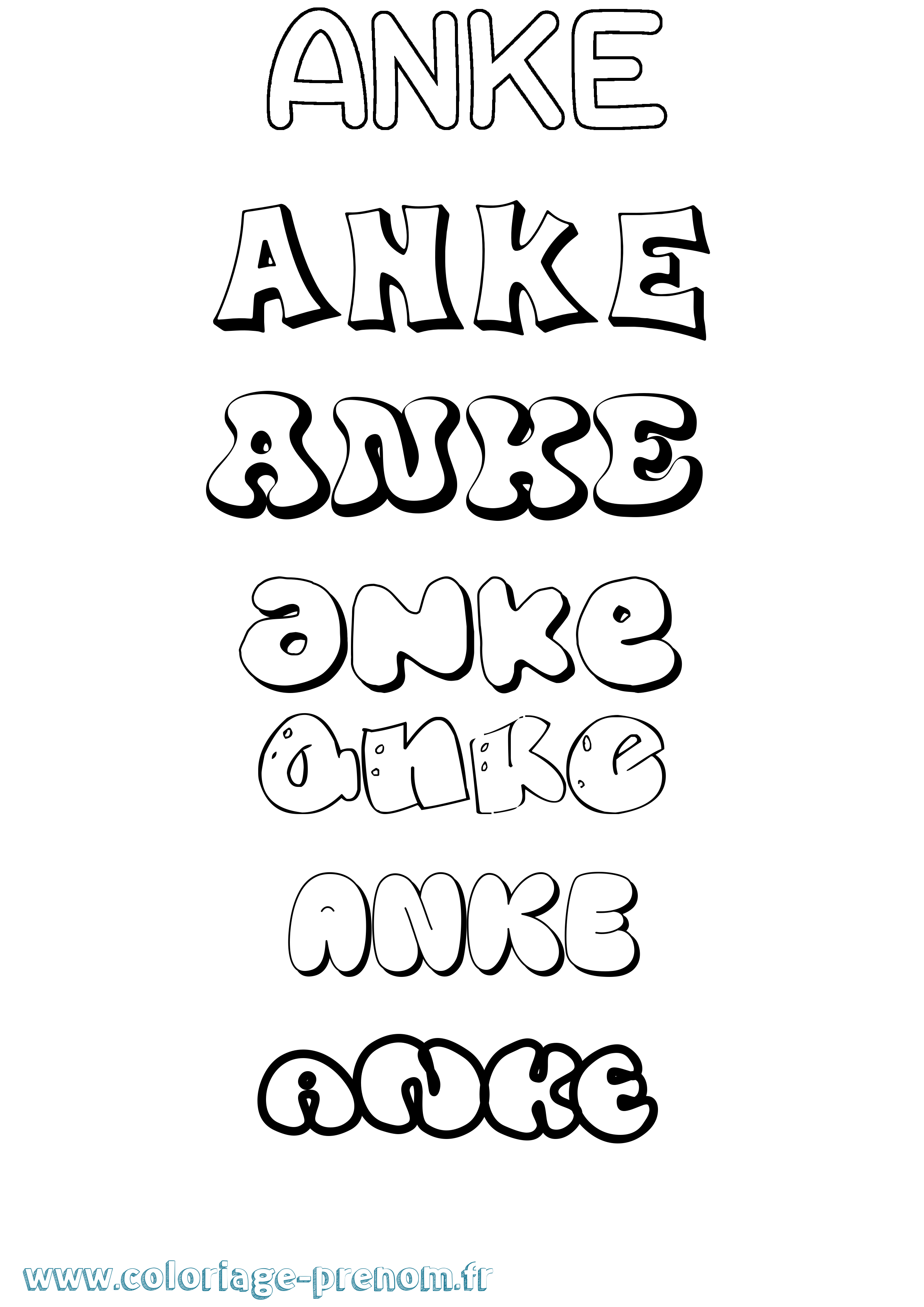 Coloriage Anke Bubble Coloriage prénom Anke Bubble