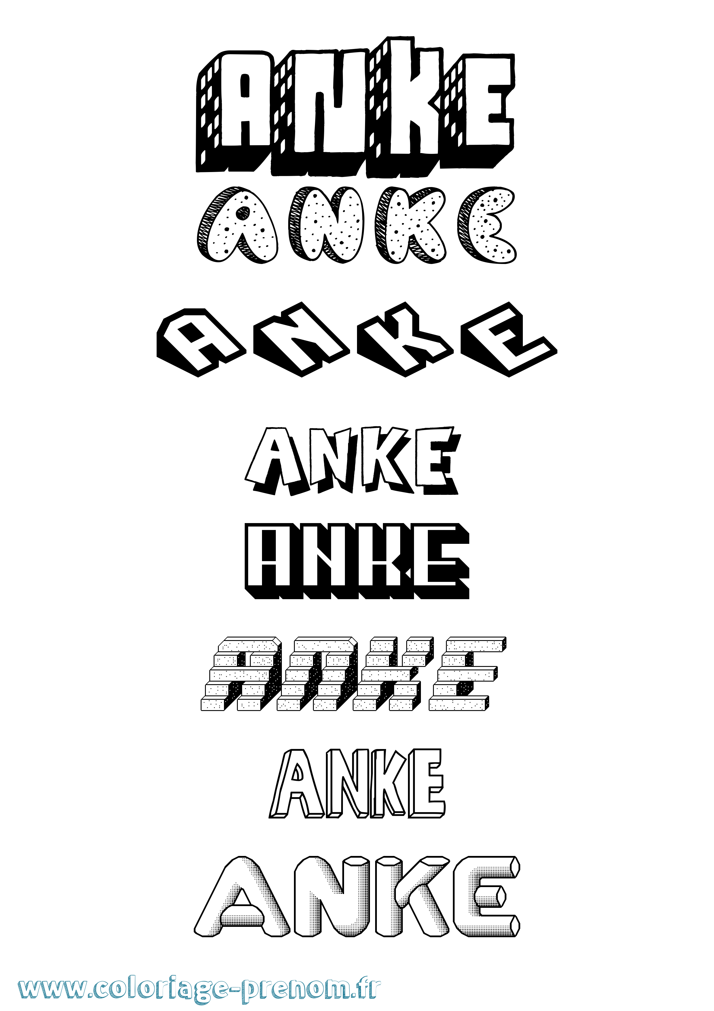Coloriage Anke Effet 3D Coloriage prénom Anke Effet 3D