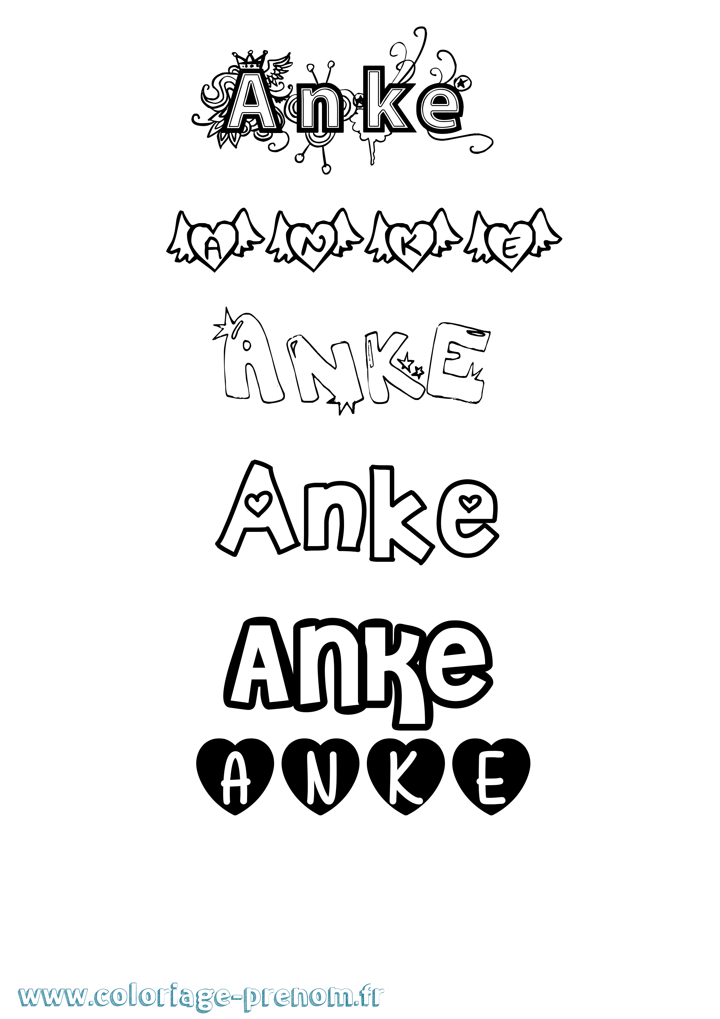 Coloriage Anke Girly Coloriage prénom Anke Girly