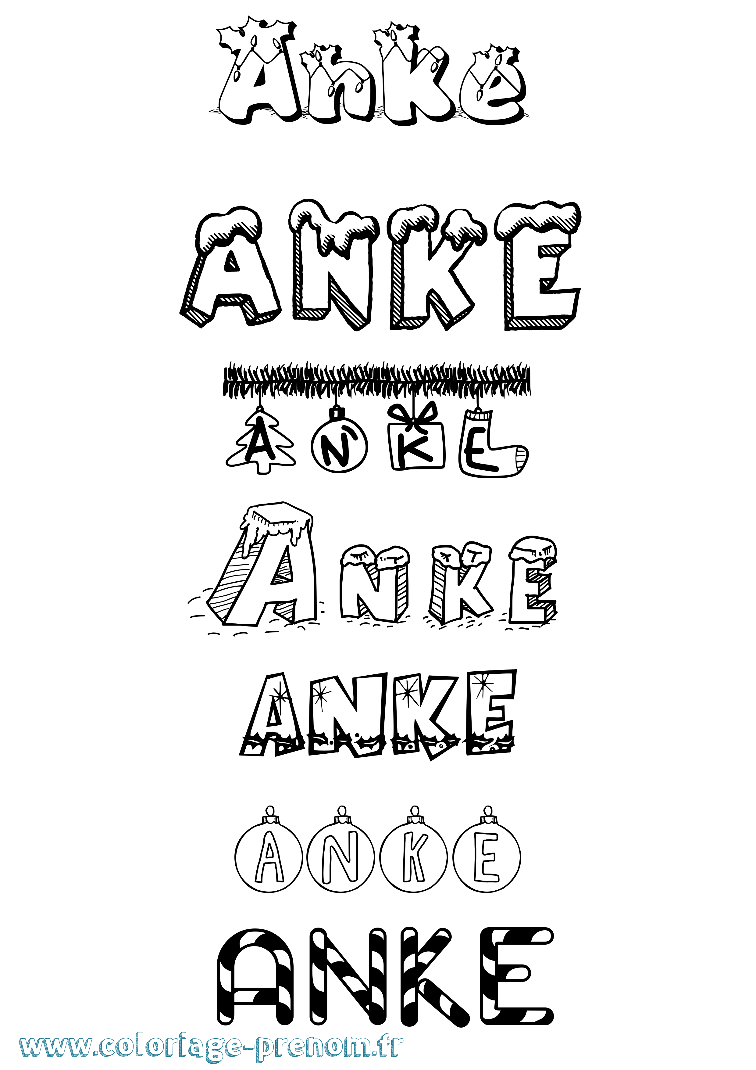 Coloriage Anke Noël Coloriage prénom Anke Noël
