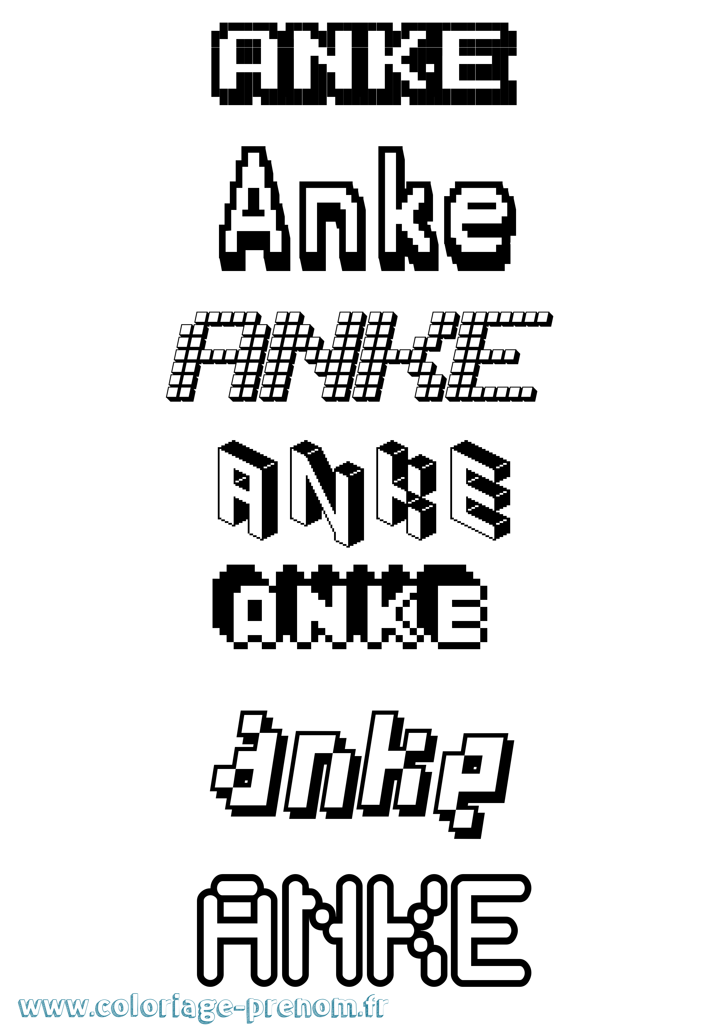 Coloriage Anke Pixel Coloriage prénom Anke Pixel