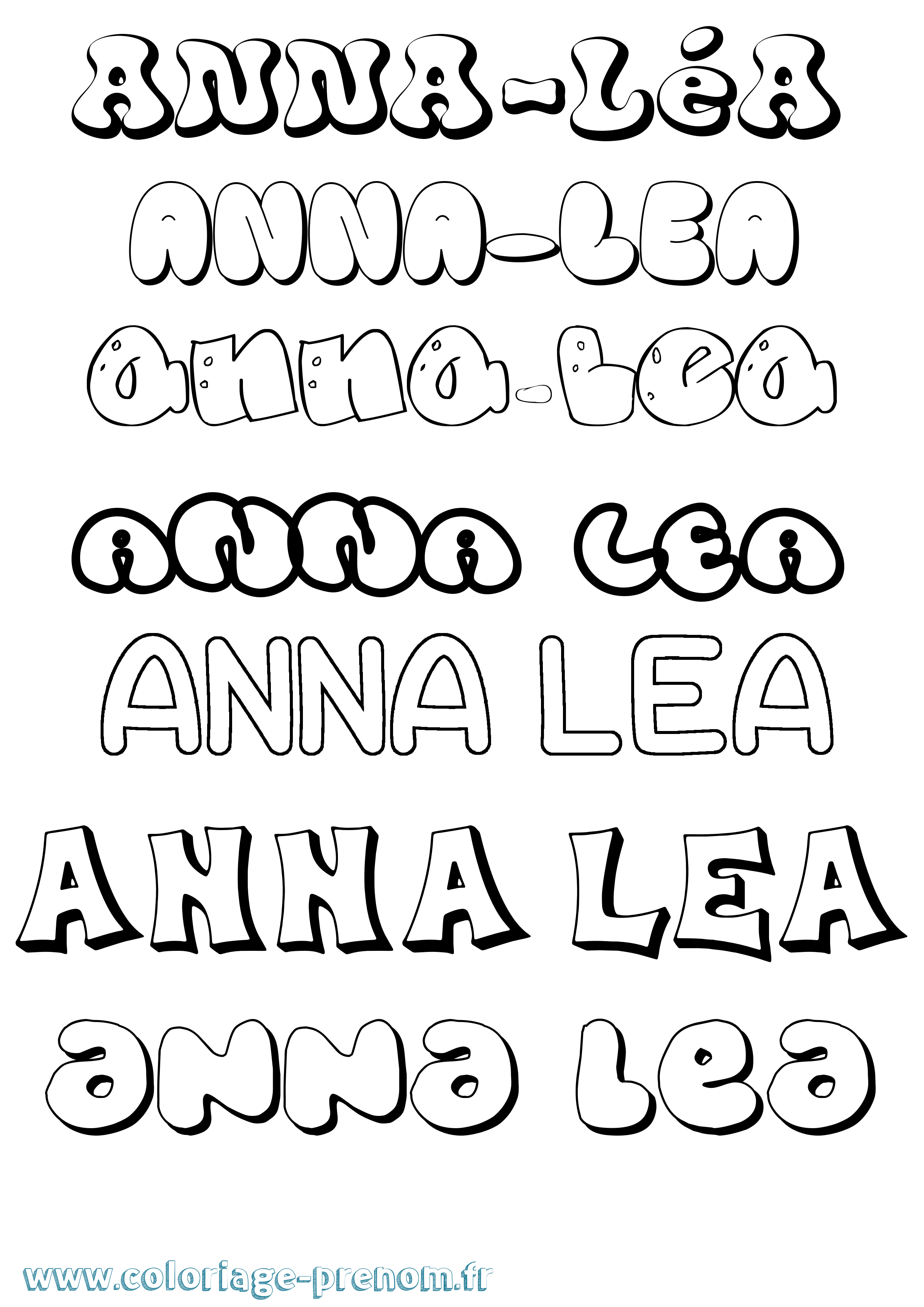 Coloriage Anna-Léa Bubble Coloriage prénom Anna-Léa Bubble