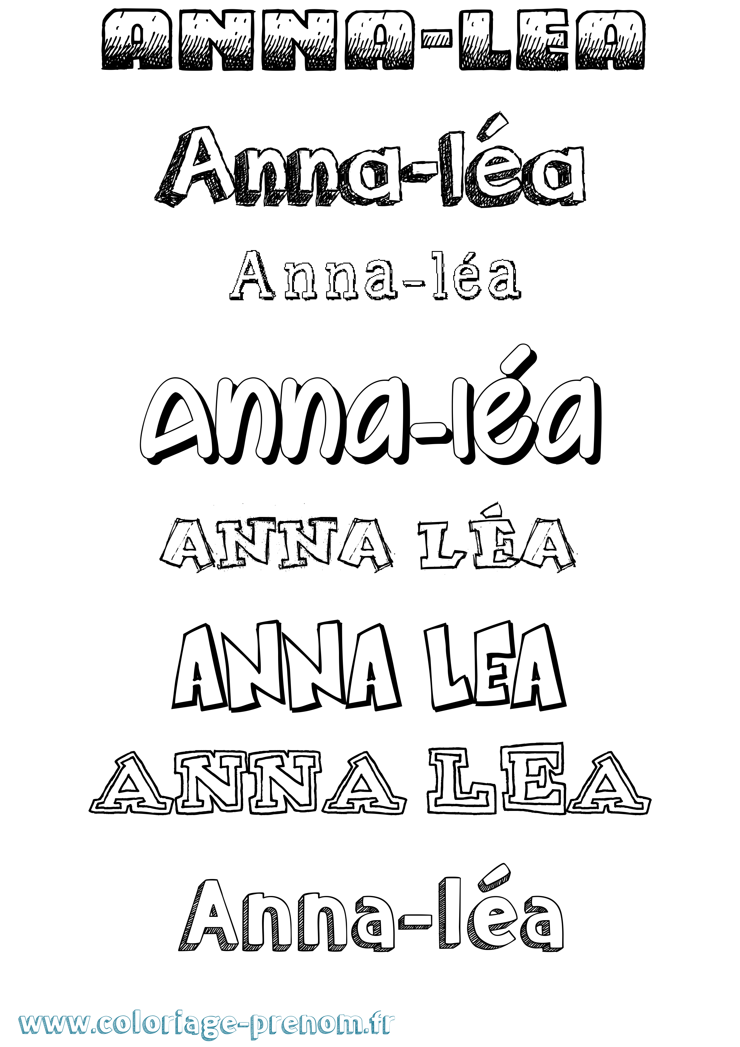 Coloriage Anna-Léa Dessiné Coloriage prénom Anna-Léa Dessiné