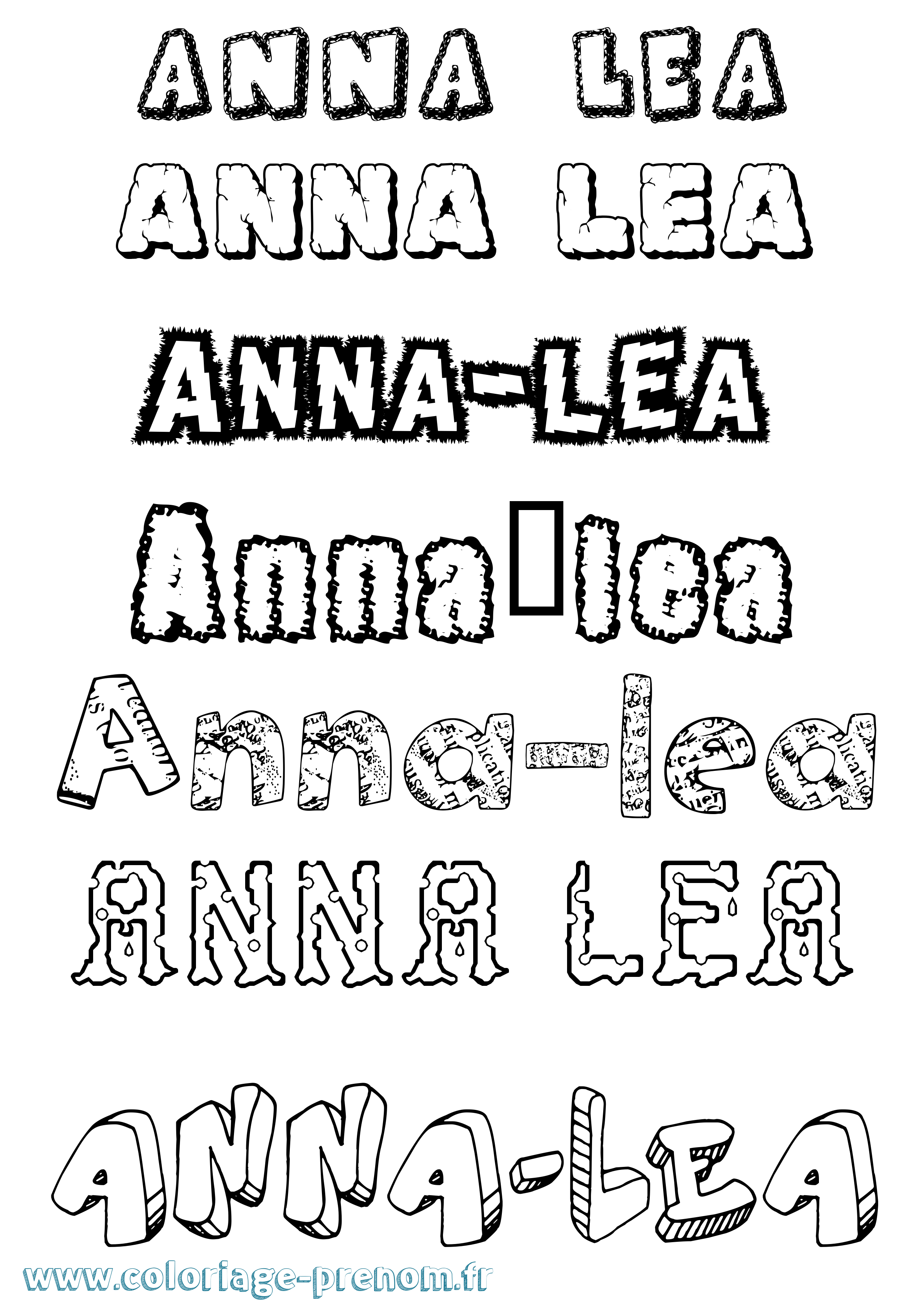Coloriage Anna-Léa Destructuré Coloriage prénom Anna-Léa Destructuré