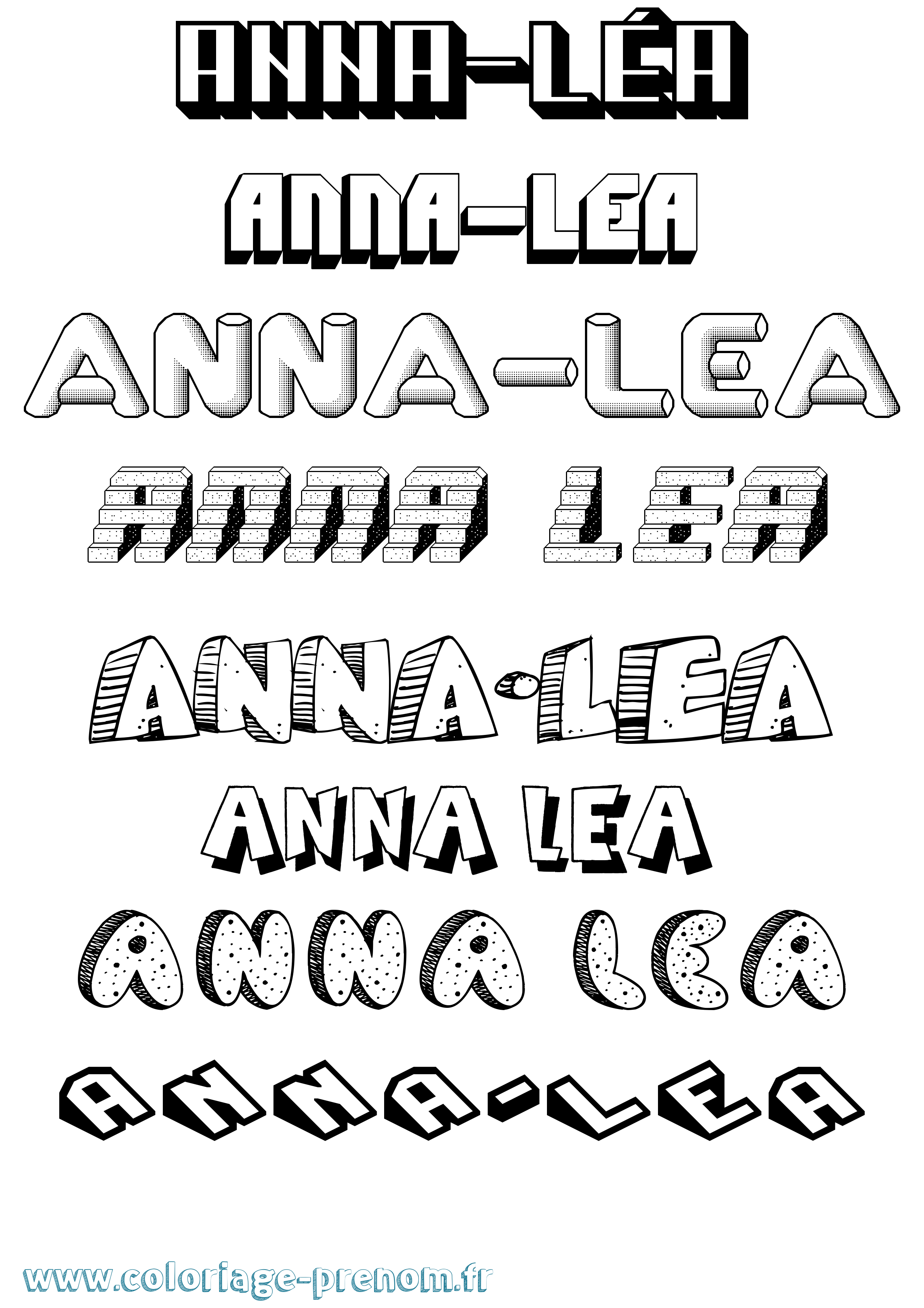 Coloriage Anna-Léa Effet 3D Coloriage prénom Anna-Léa Effet 3D