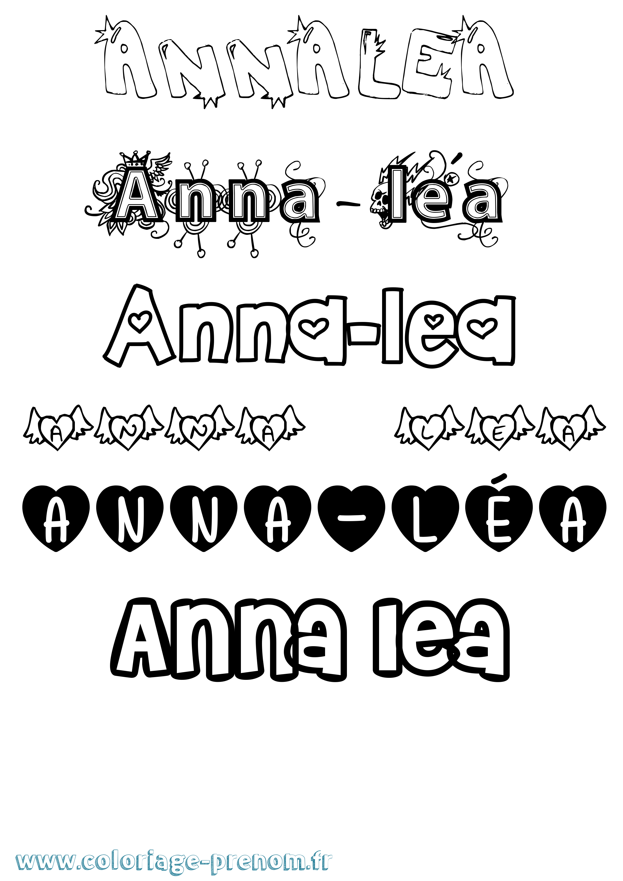 Coloriage Anna-Léa Girly Coloriage prénom Anna-Léa Girly