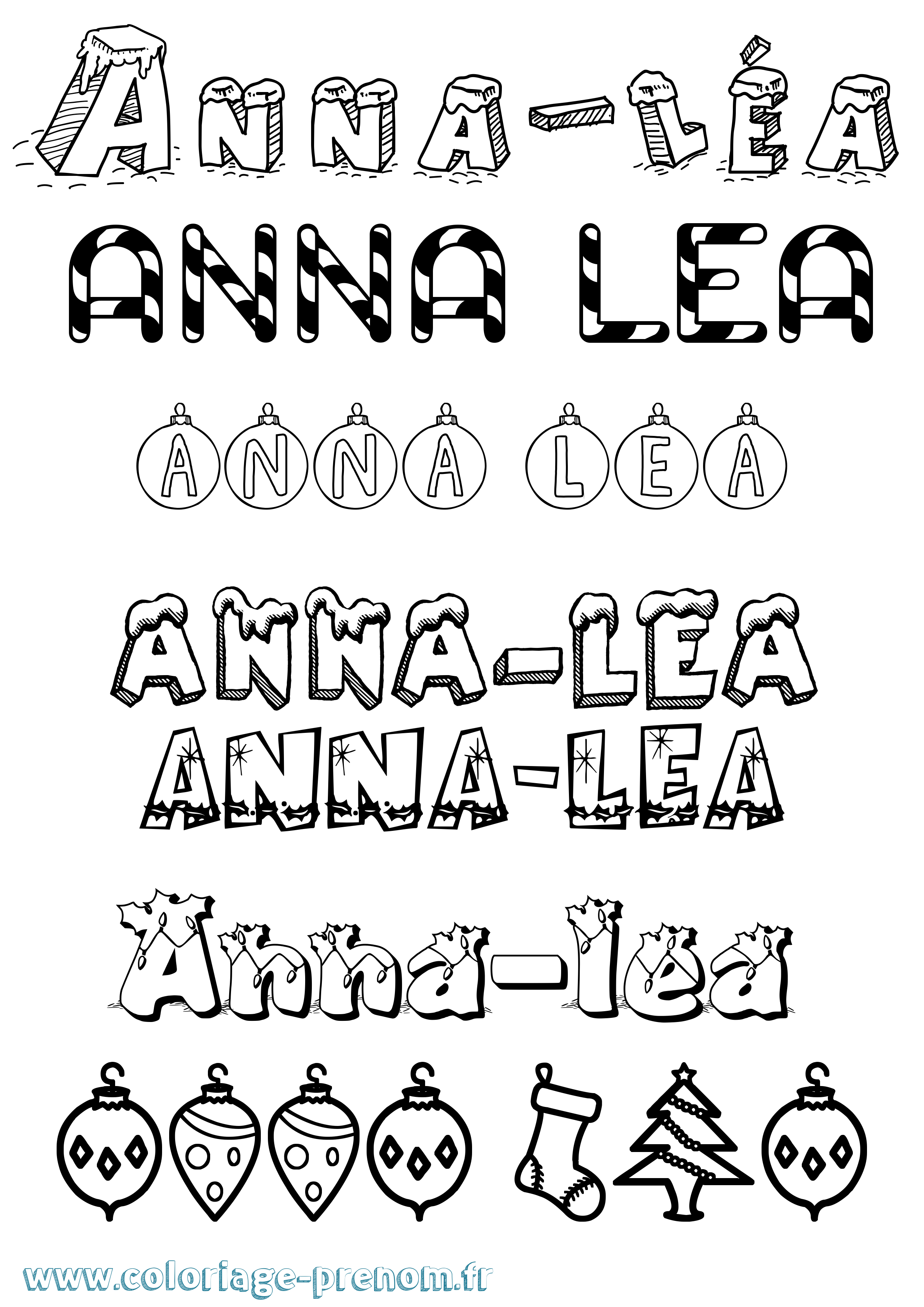 Coloriage Anna-Léa Noël Coloriage prénom Anna-Léa Noël