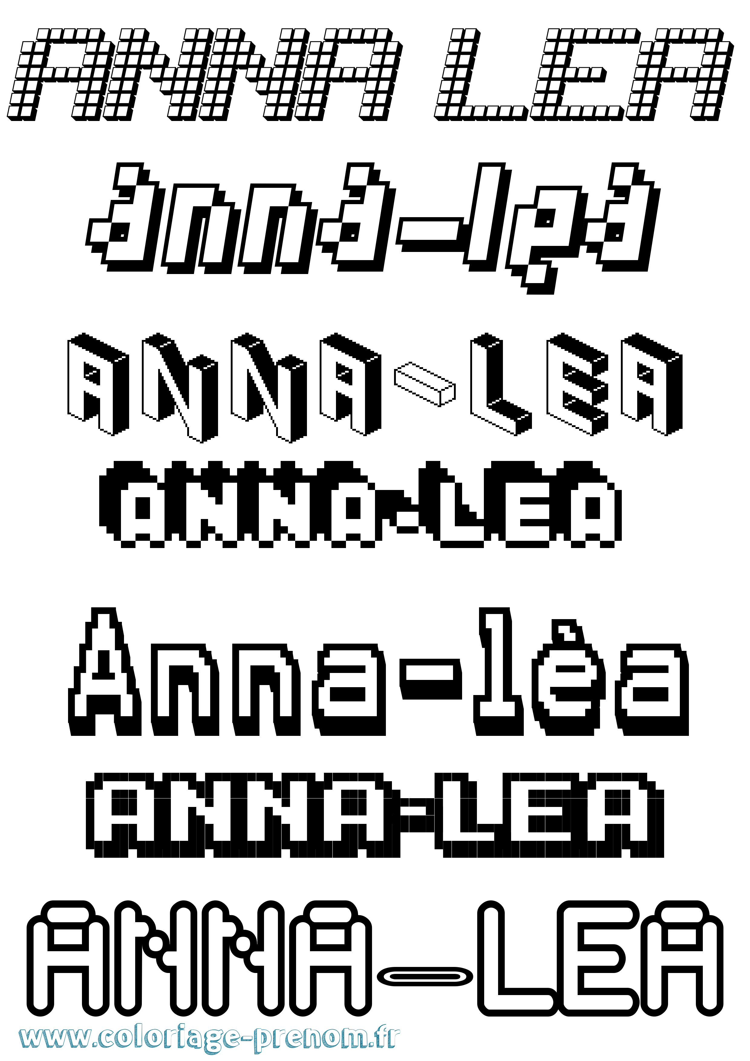 Coloriage Anna-Léa Pixel Coloriage prénom Anna-Léa Pixel