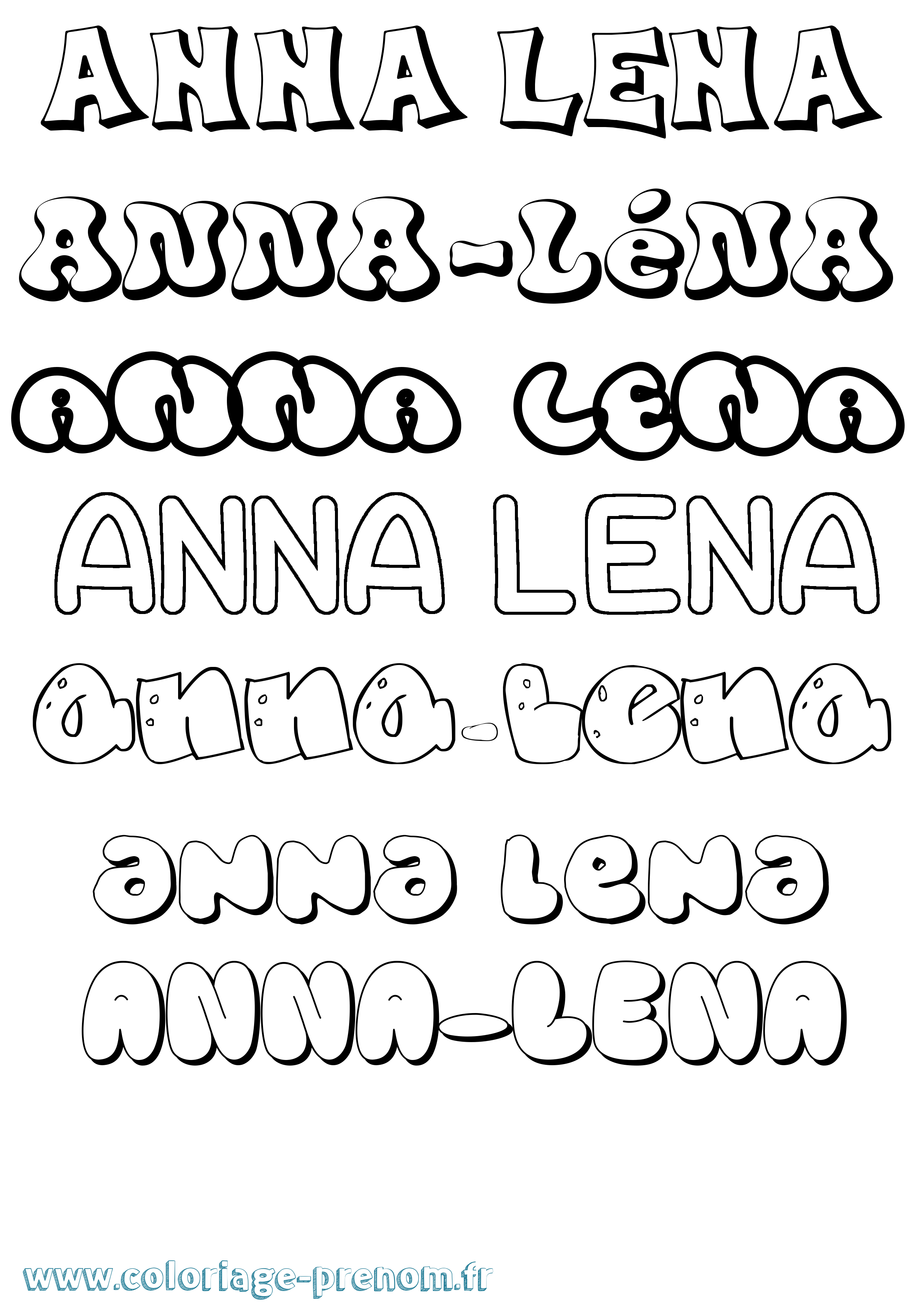 Coloriage Anna-Léna Bubble Coloriage prénom Anna-Léna Bubble
