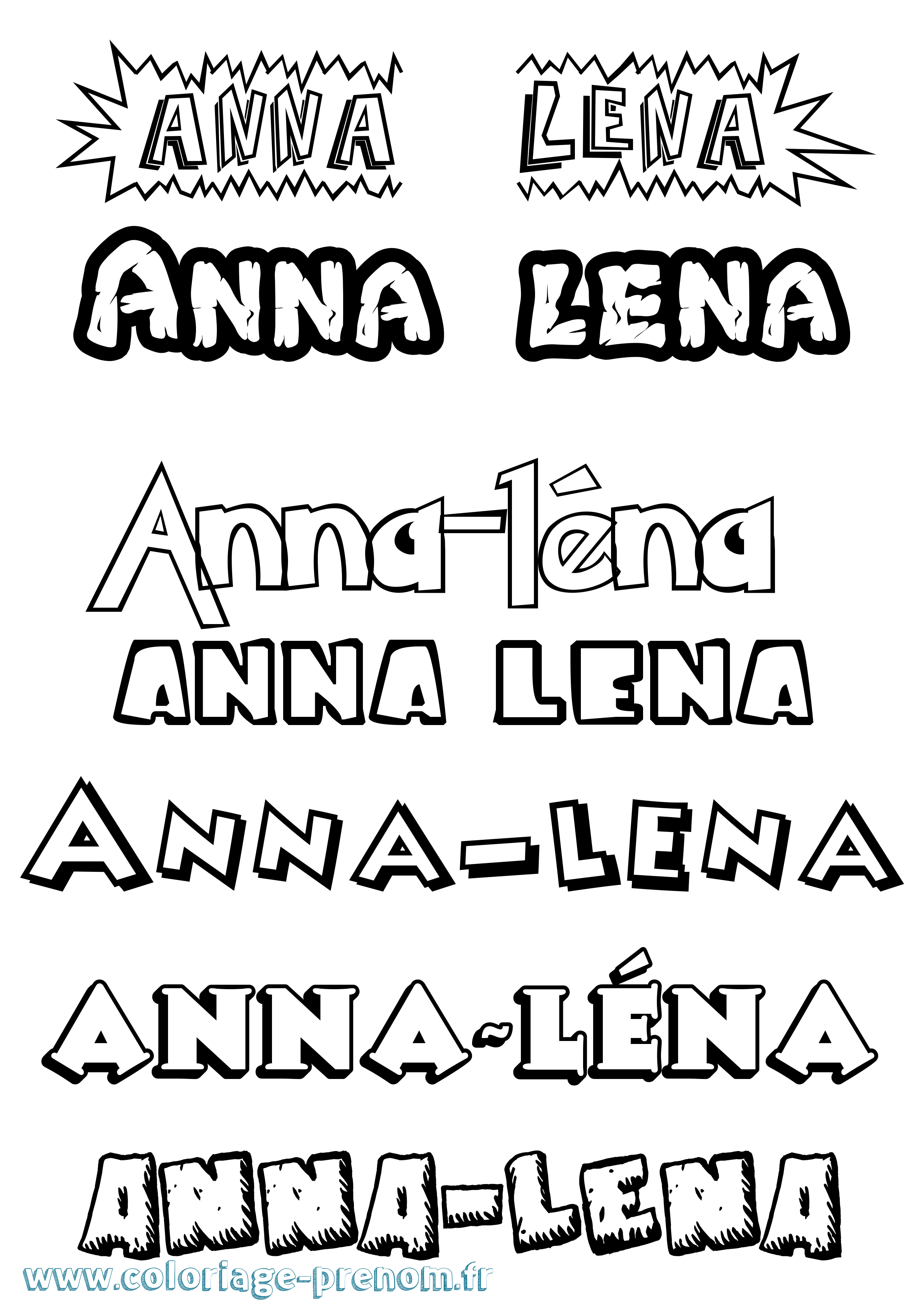 Coloriage Anna-Léna Dessin Animé Coloriage prénom Anna-Léna Dessin Animé